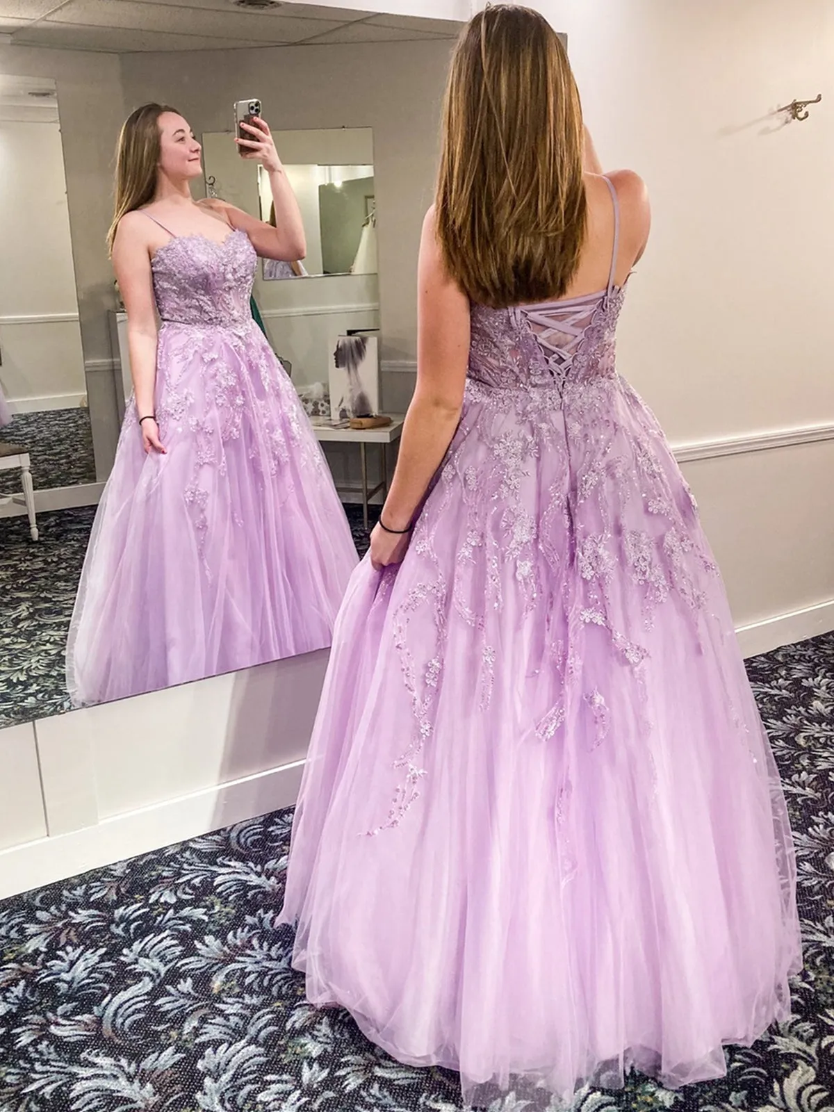 Gorgeous Long A-line Sweetheart Tulle Lace Formal Prom Dress