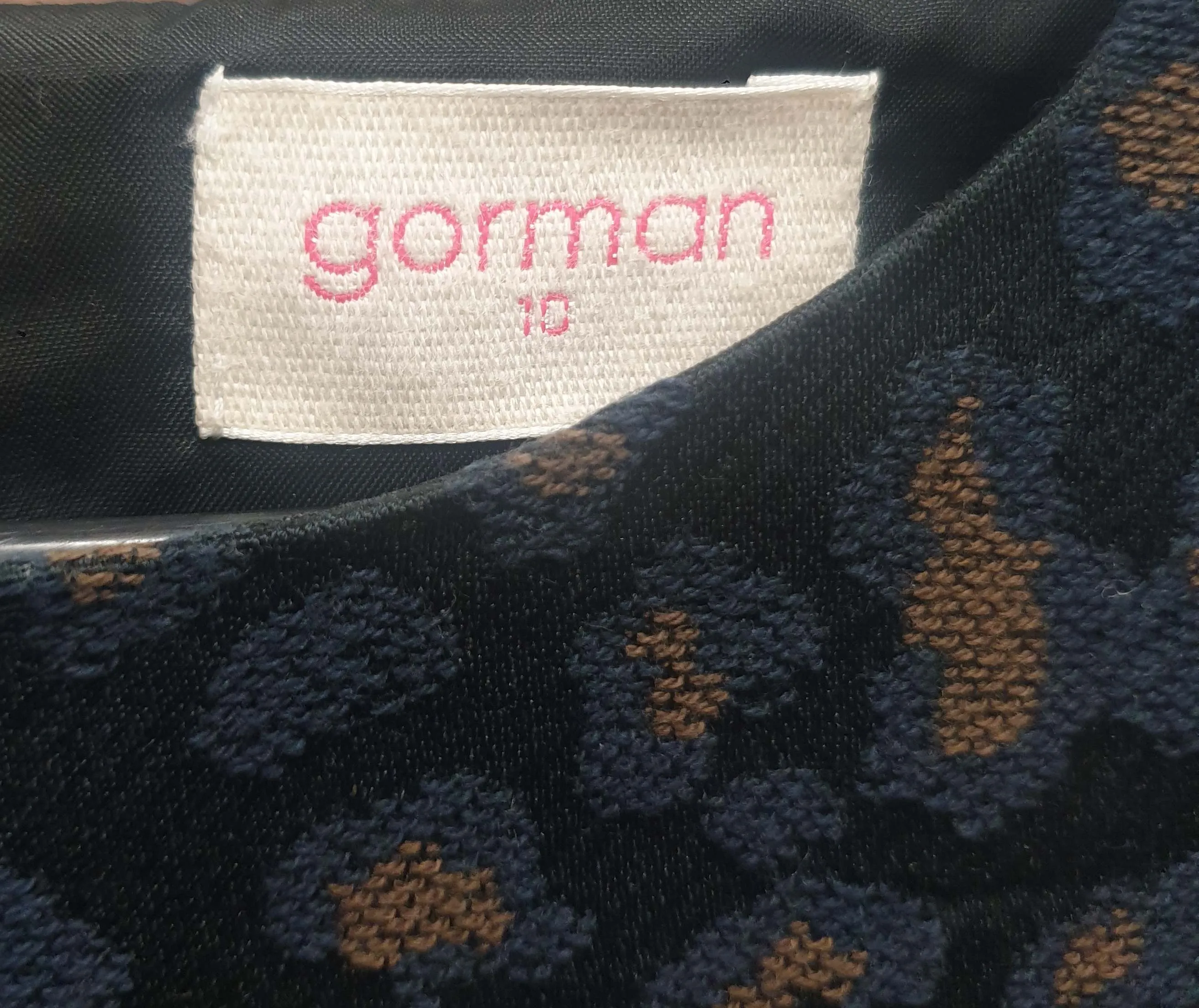 Gorman black dress with understated animal print size 10