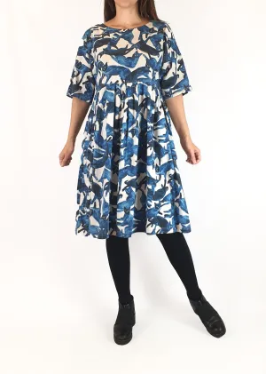 Gorman blue cat print dress size 6 (fits 6-8)