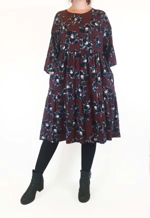 Gorman deep red flower print long sleeve dress size 12
