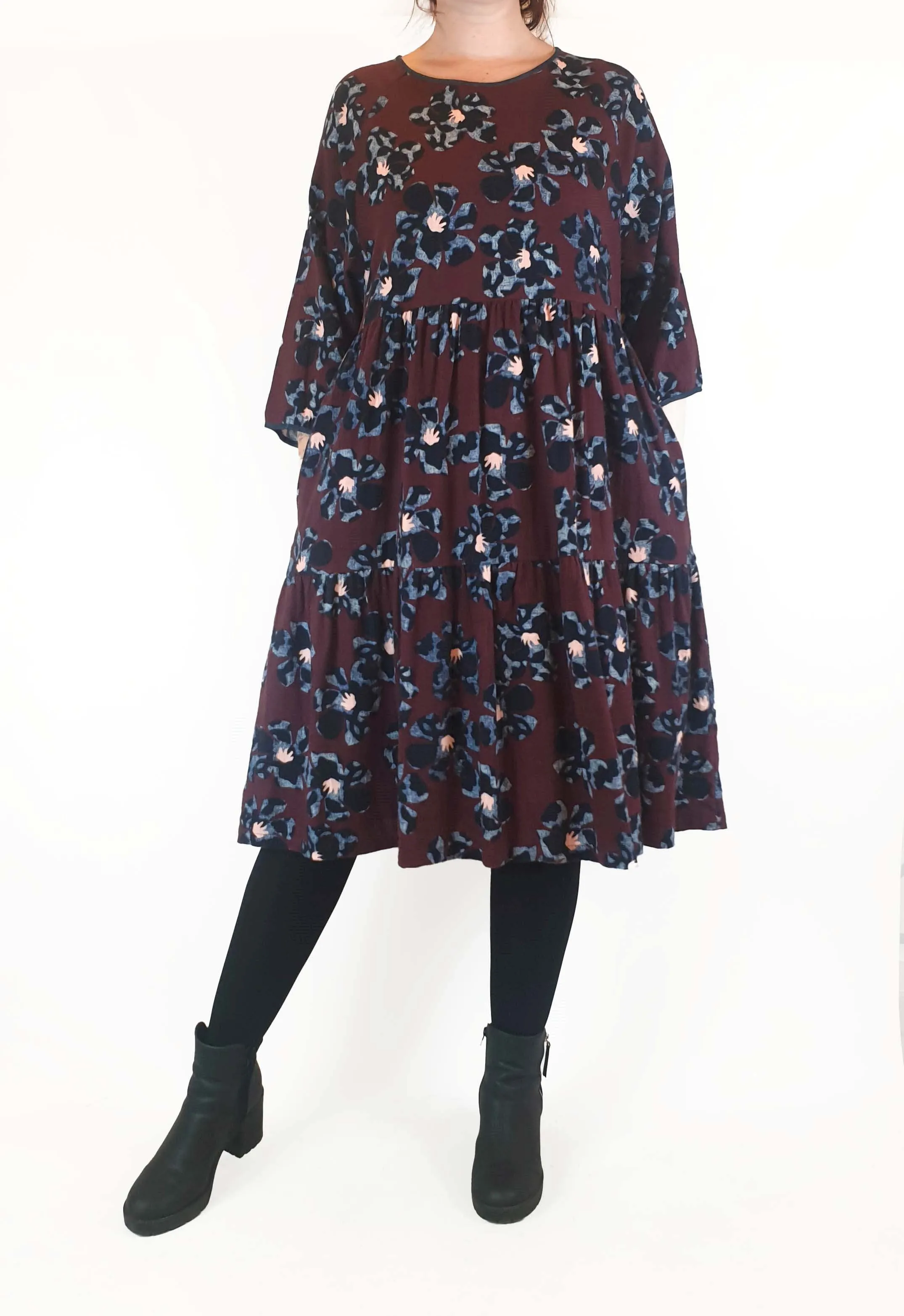 Gorman deep red flower print long sleeve dress size 12