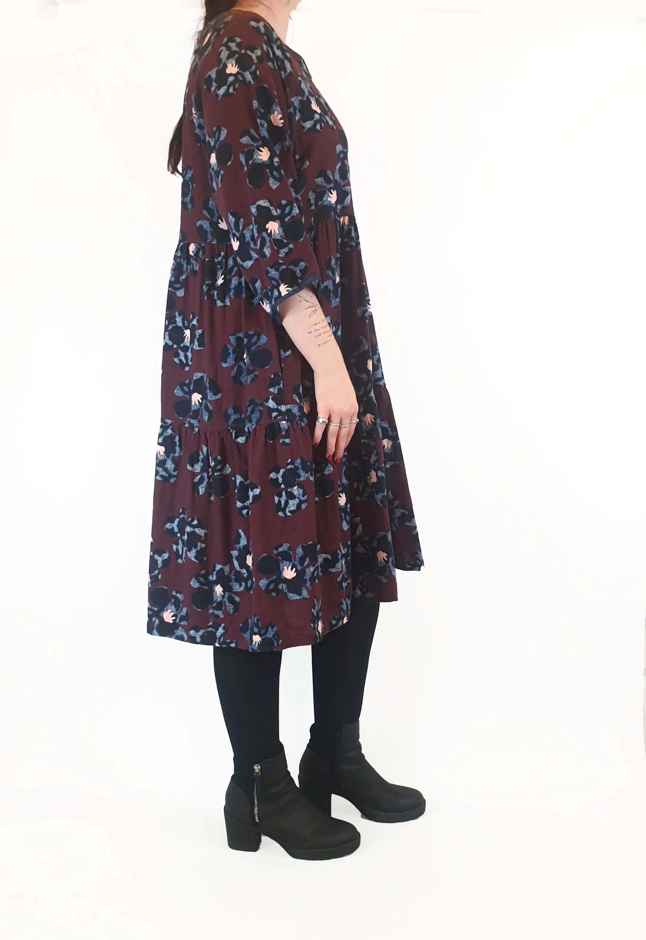 Gorman deep red flower print long sleeve dress size 12