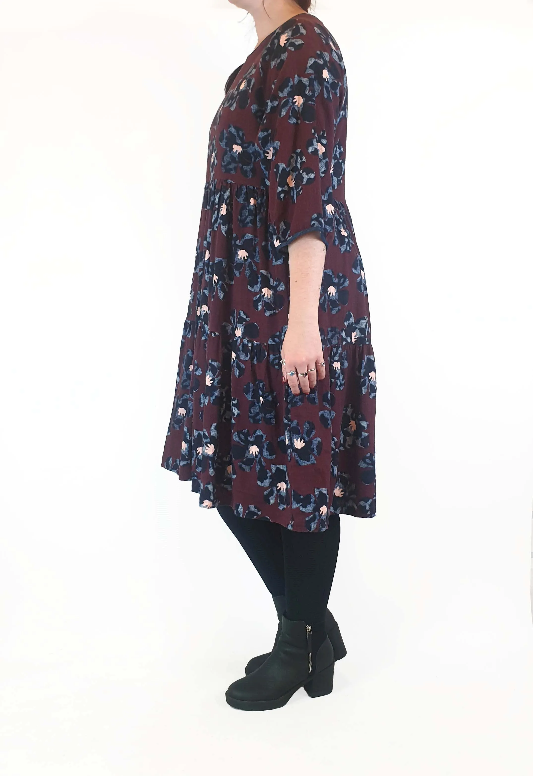Gorman deep red flower print long sleeve dress size 12