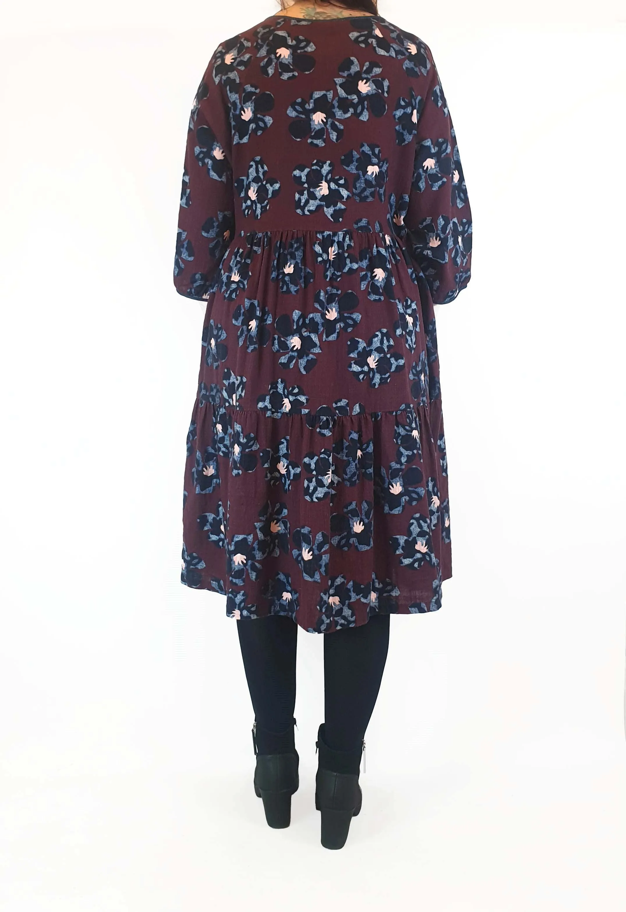 Gorman deep red flower print long sleeve dress size 12