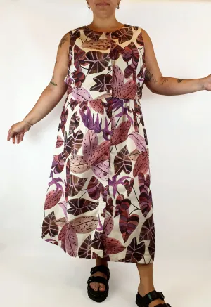 Gorman linen mix purple fern print maxi dress size 16