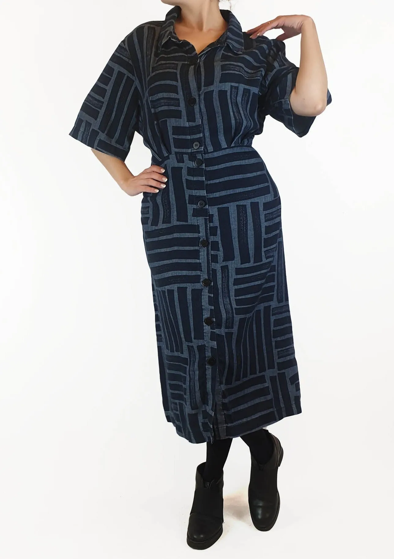 Gorman striped denim look dress with waist tie size 10