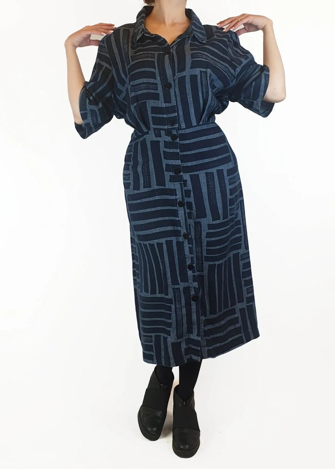 Gorman striped denim look dress with waist tie size 10