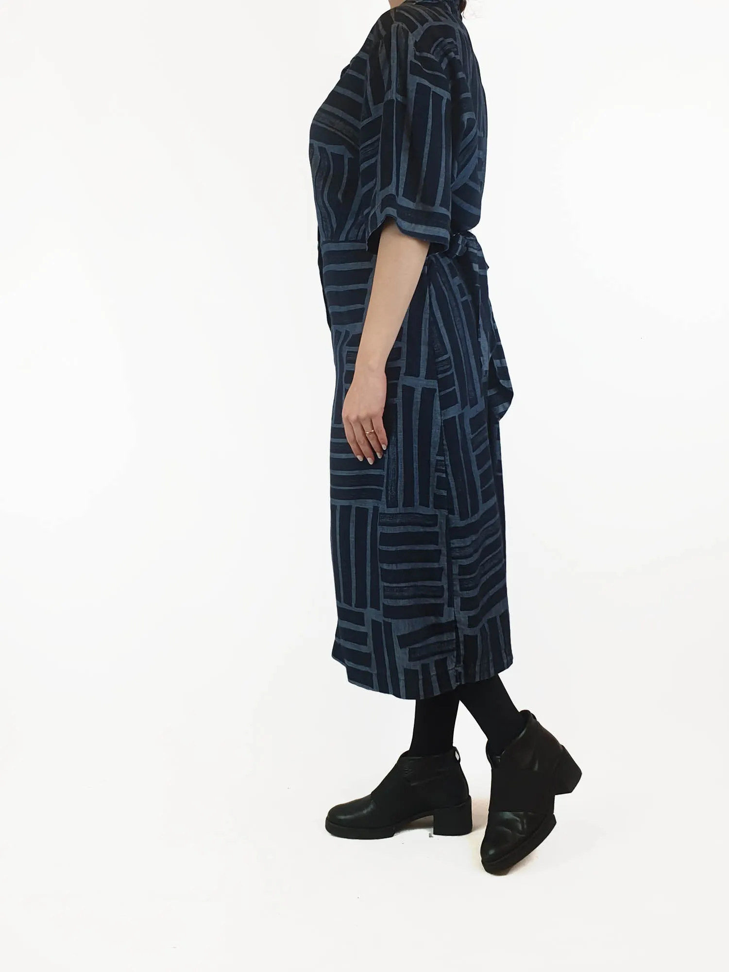 Gorman striped denim look dress with waist tie size 10