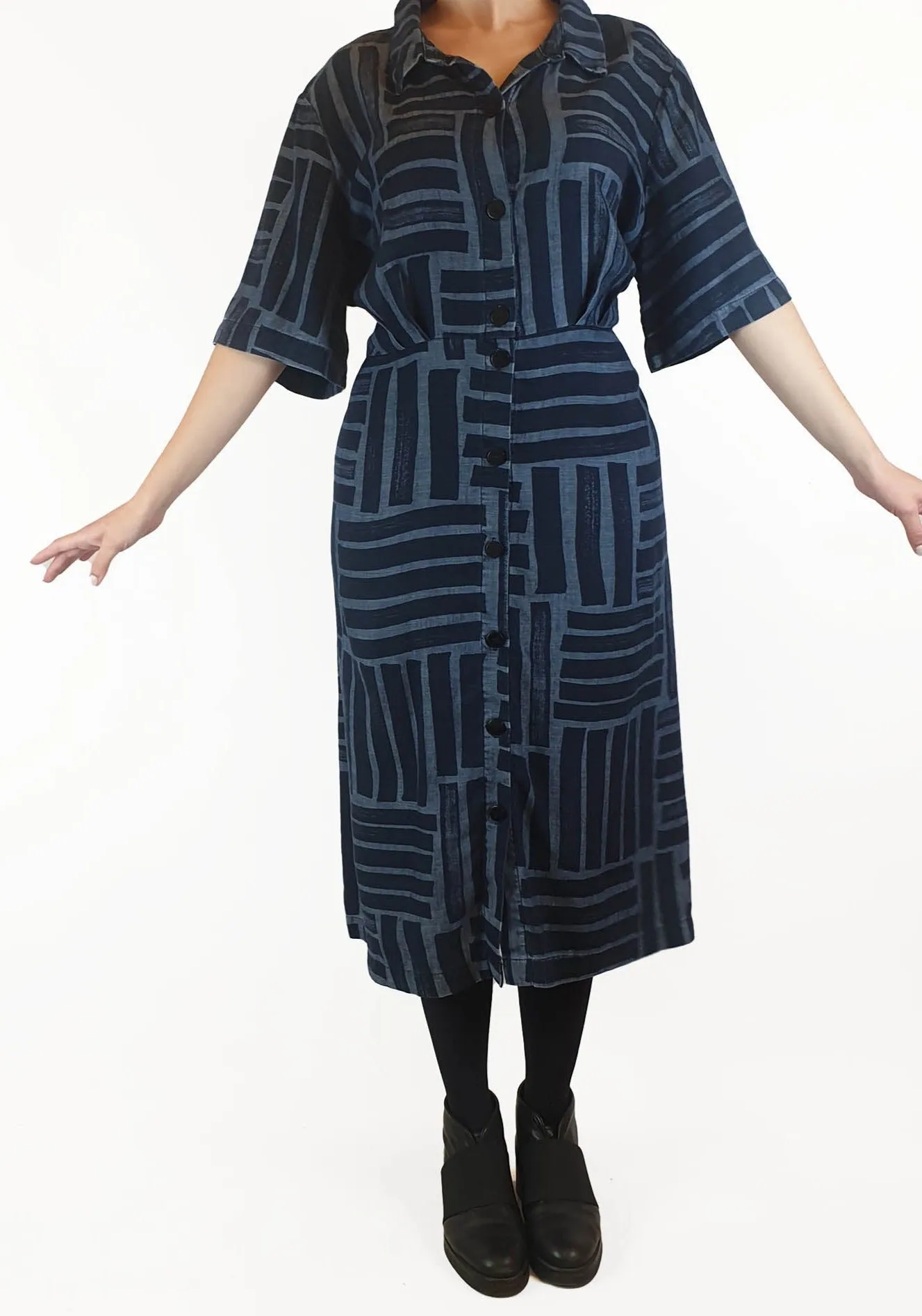 Gorman striped denim look dress with waist tie size 10