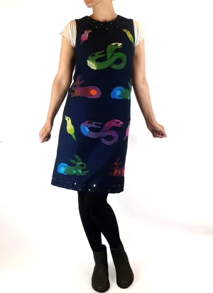 Gorman x Mirka Mora blue linen-cotton dress with embroydered animals size 6, fits 6-8