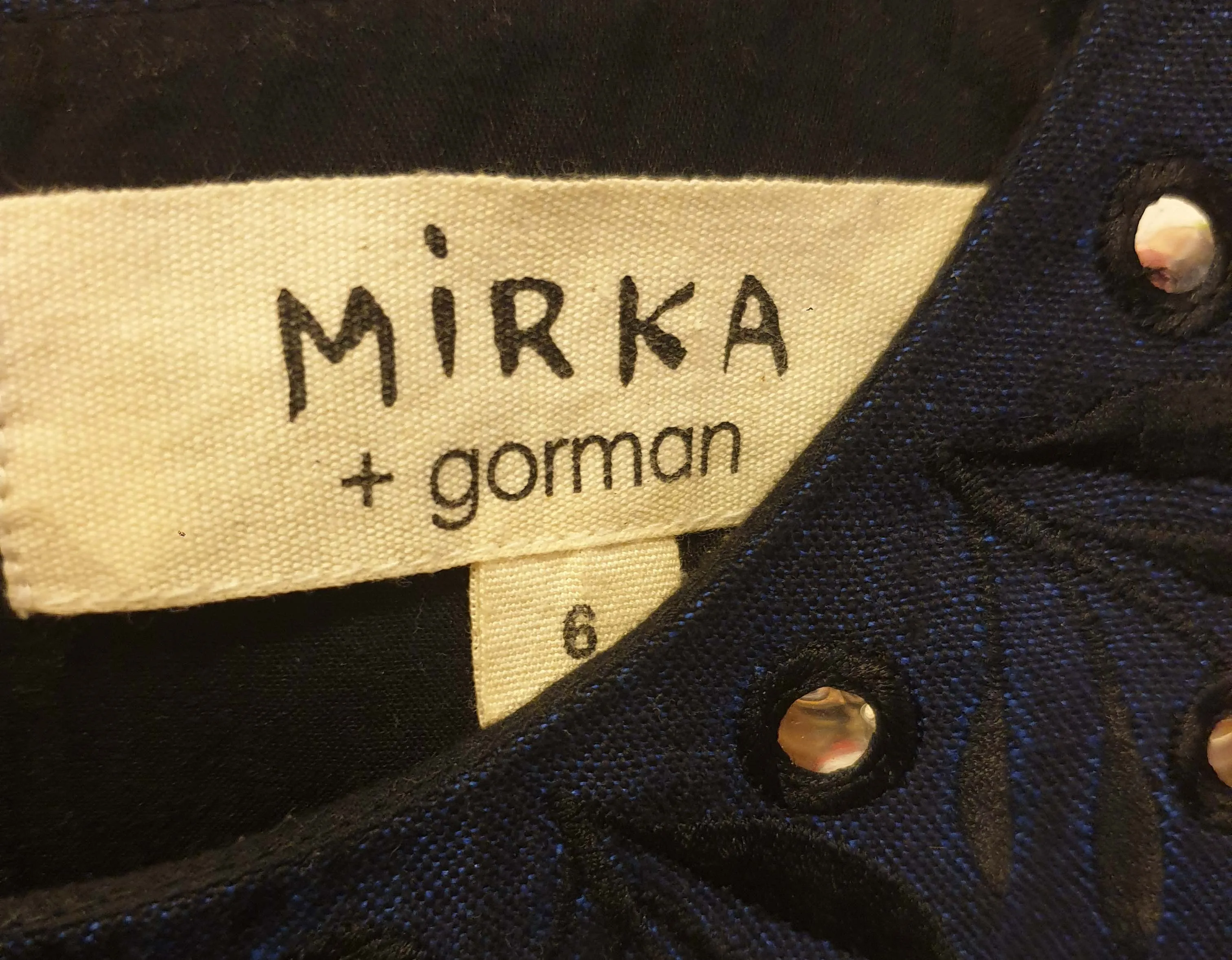 Gorman x Mirka Mora blue linen-cotton dress with embroydered animals size 6, fits 6-8