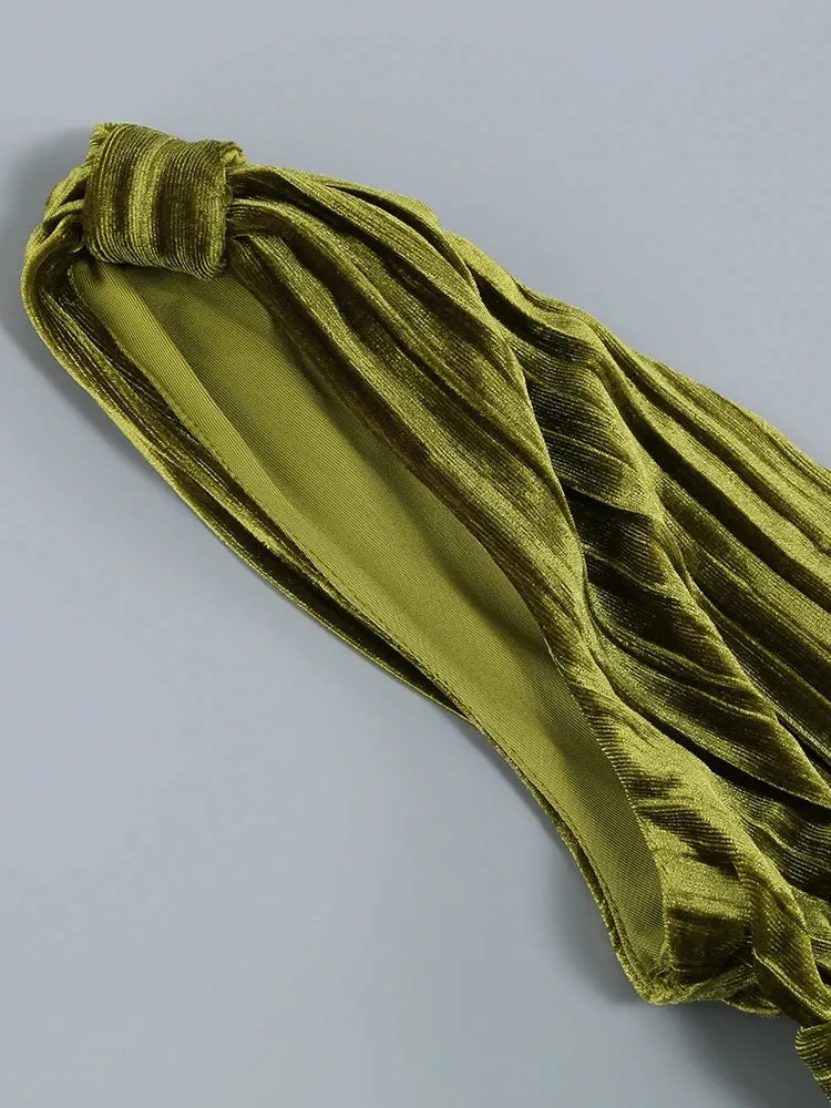 Green Pleated Maxi Dress