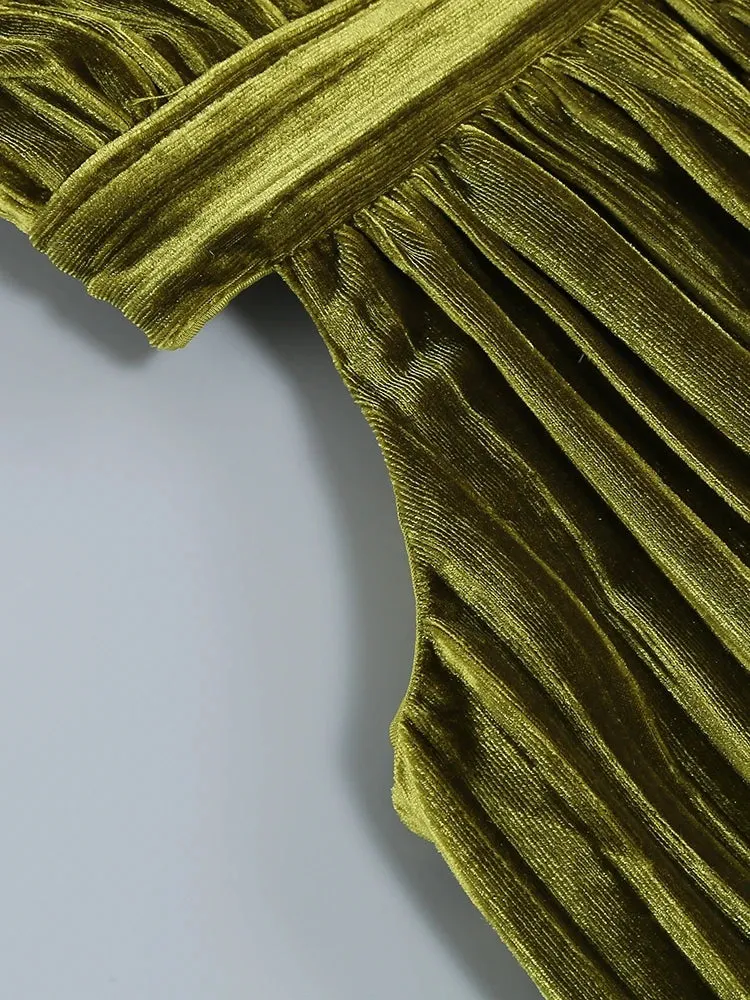 Green Pleated Maxi Dress