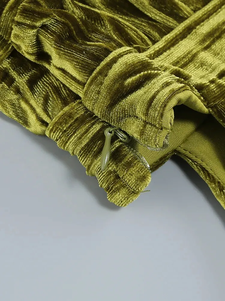 Green Pleated Maxi Dress