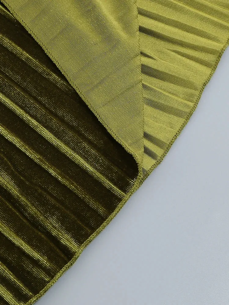 Green Pleated Maxi Dress