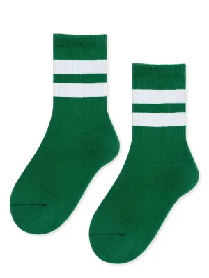 Green Varsity Sporty Crew Sock