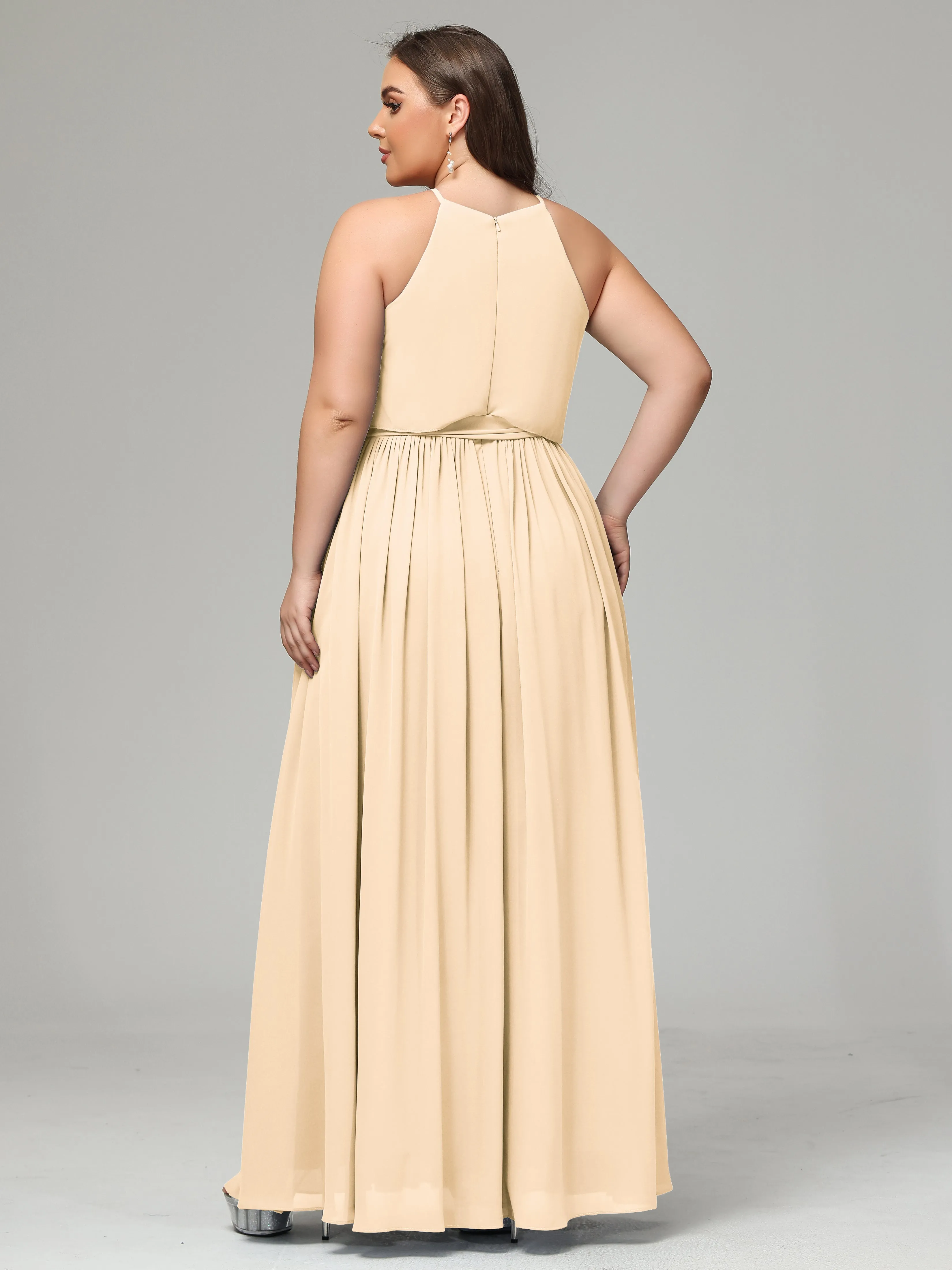 Halter Chiffon Bridesmaid Dress Plus Size