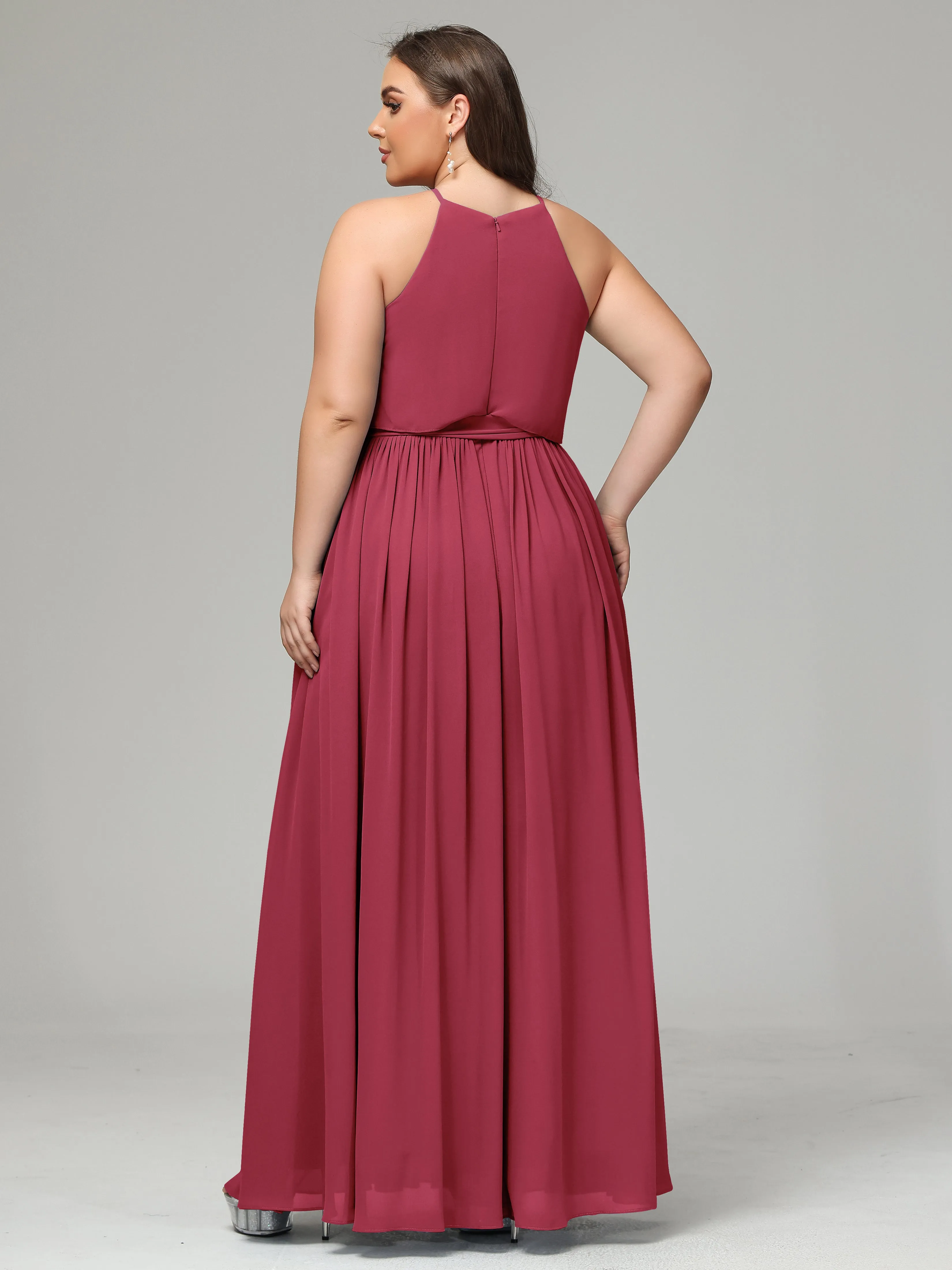 Halter Chiffon Bridesmaid Dress Plus Size