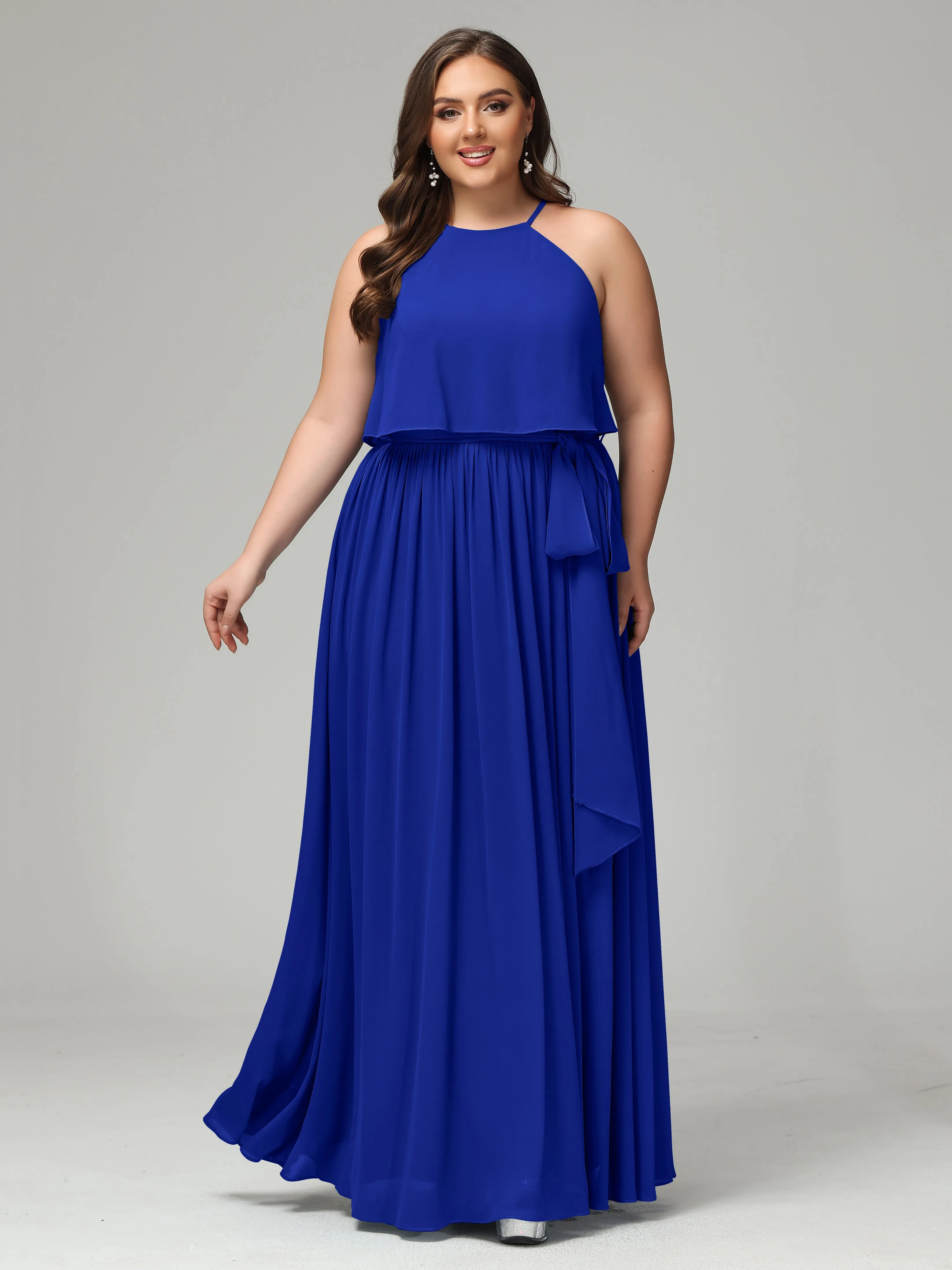Halter Chiffon Bridesmaid Dress Plus Size