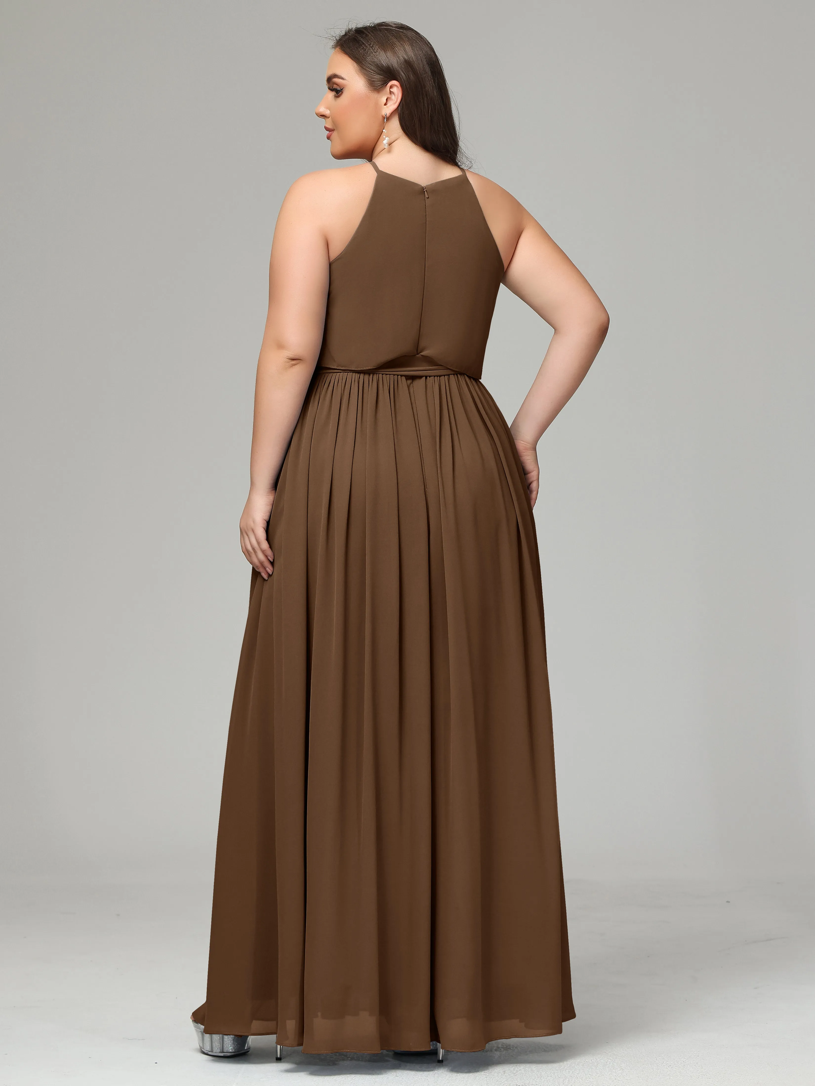 Halter Chiffon Bridesmaid Dress Plus Size