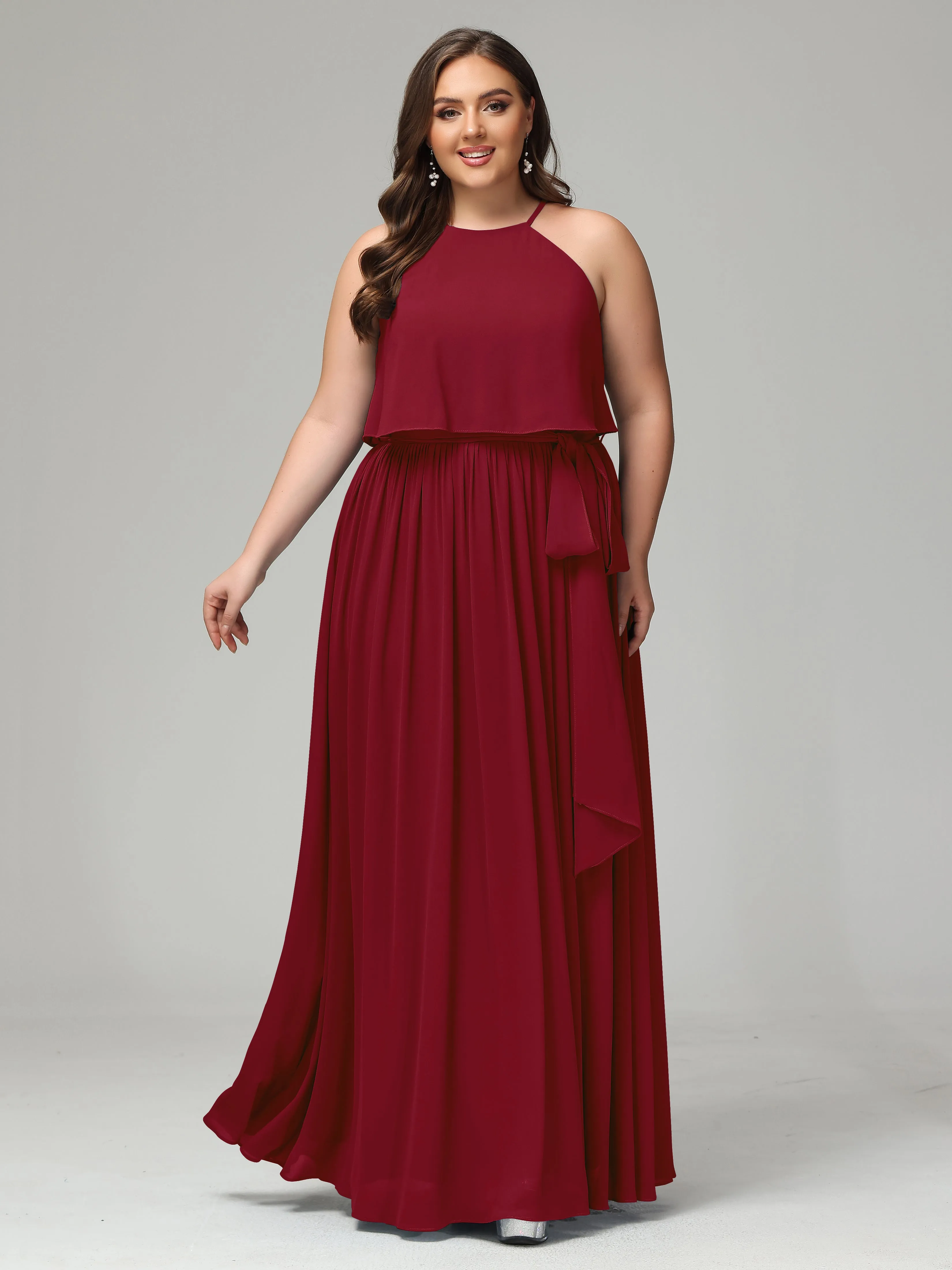 Halter Chiffon Bridesmaid Dress Plus Size