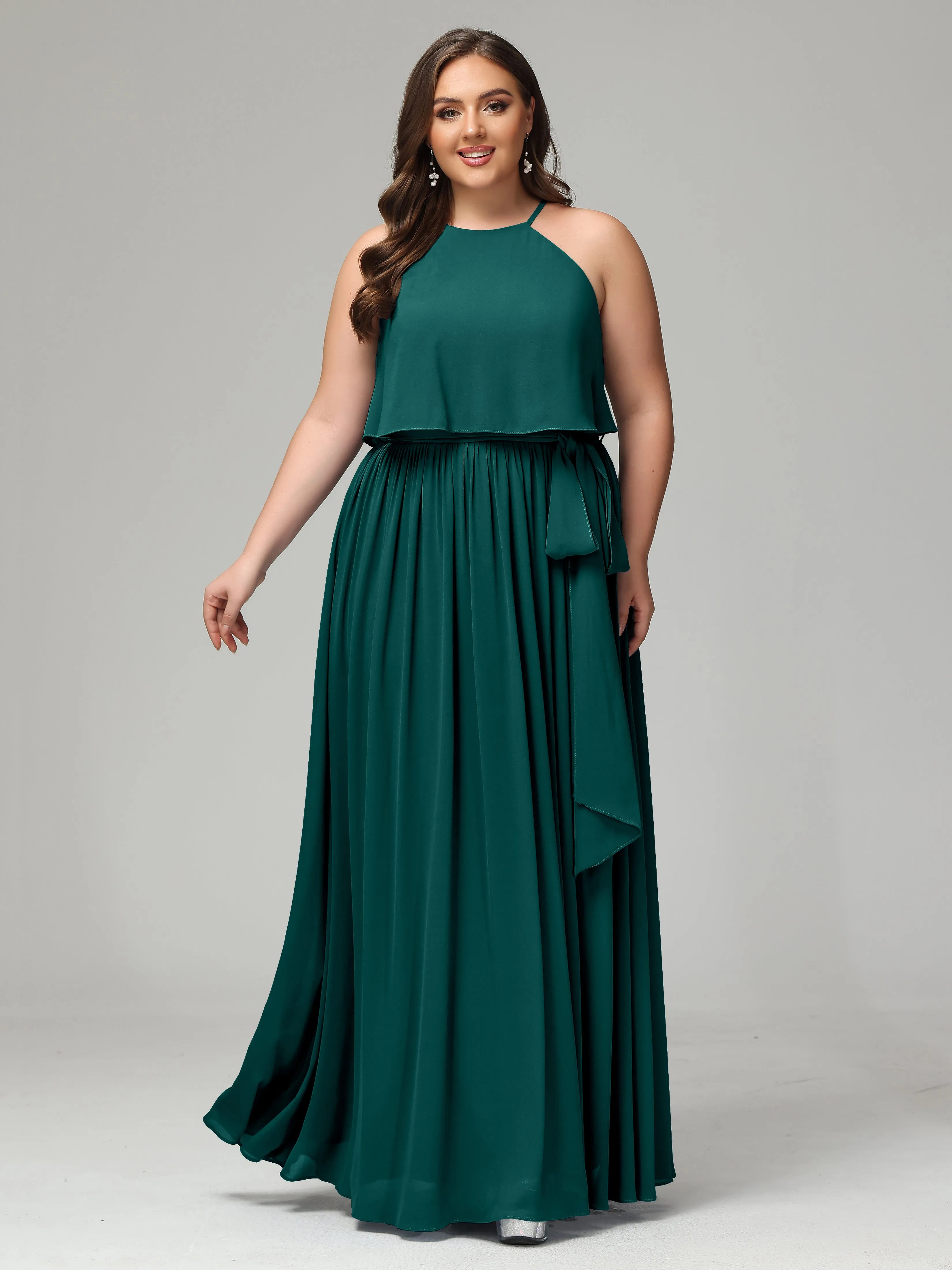 Halter Chiffon Bridesmaid Dress Plus Size