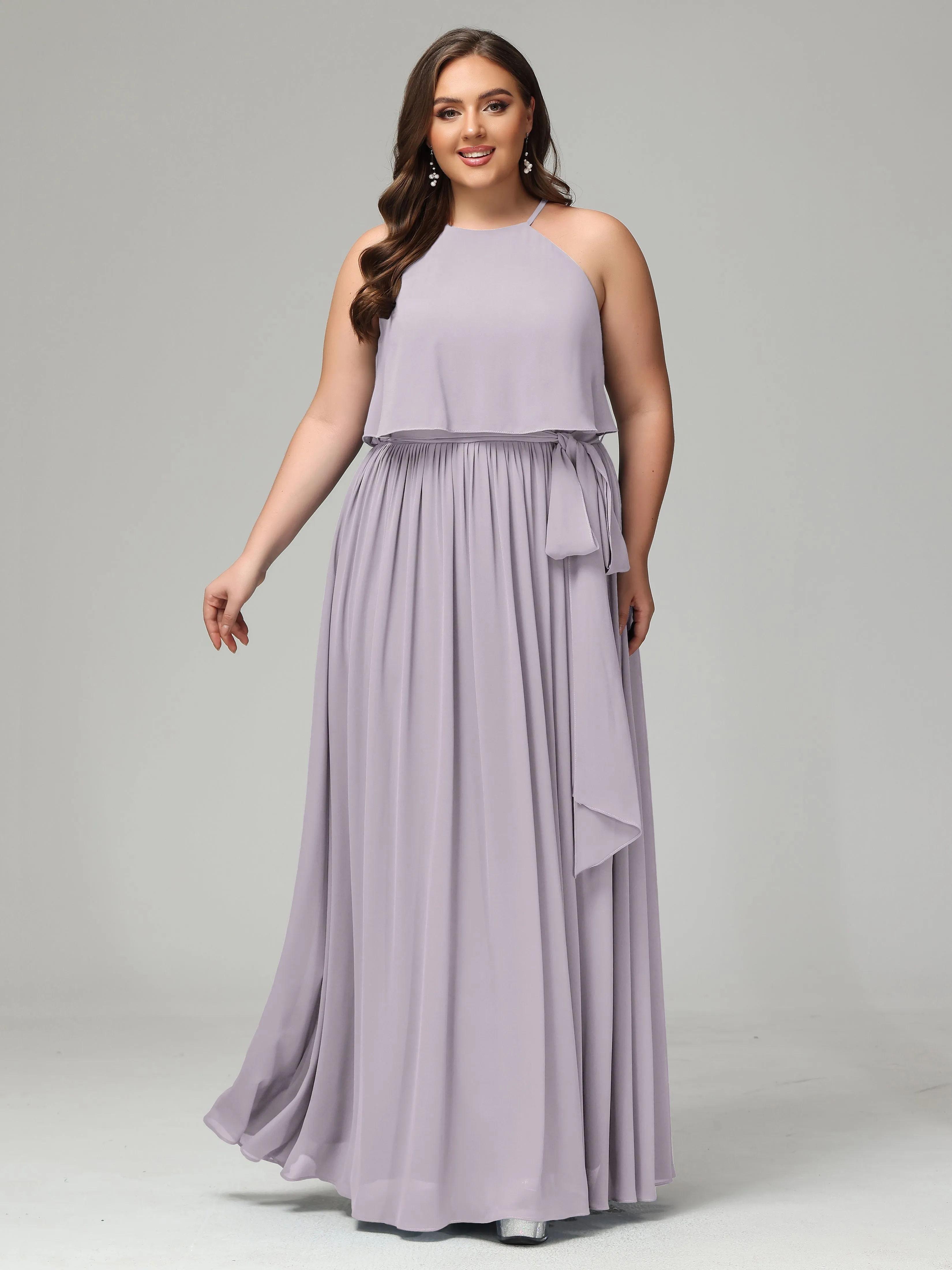 Halter Chiffon Bridesmaid Dress Plus Size