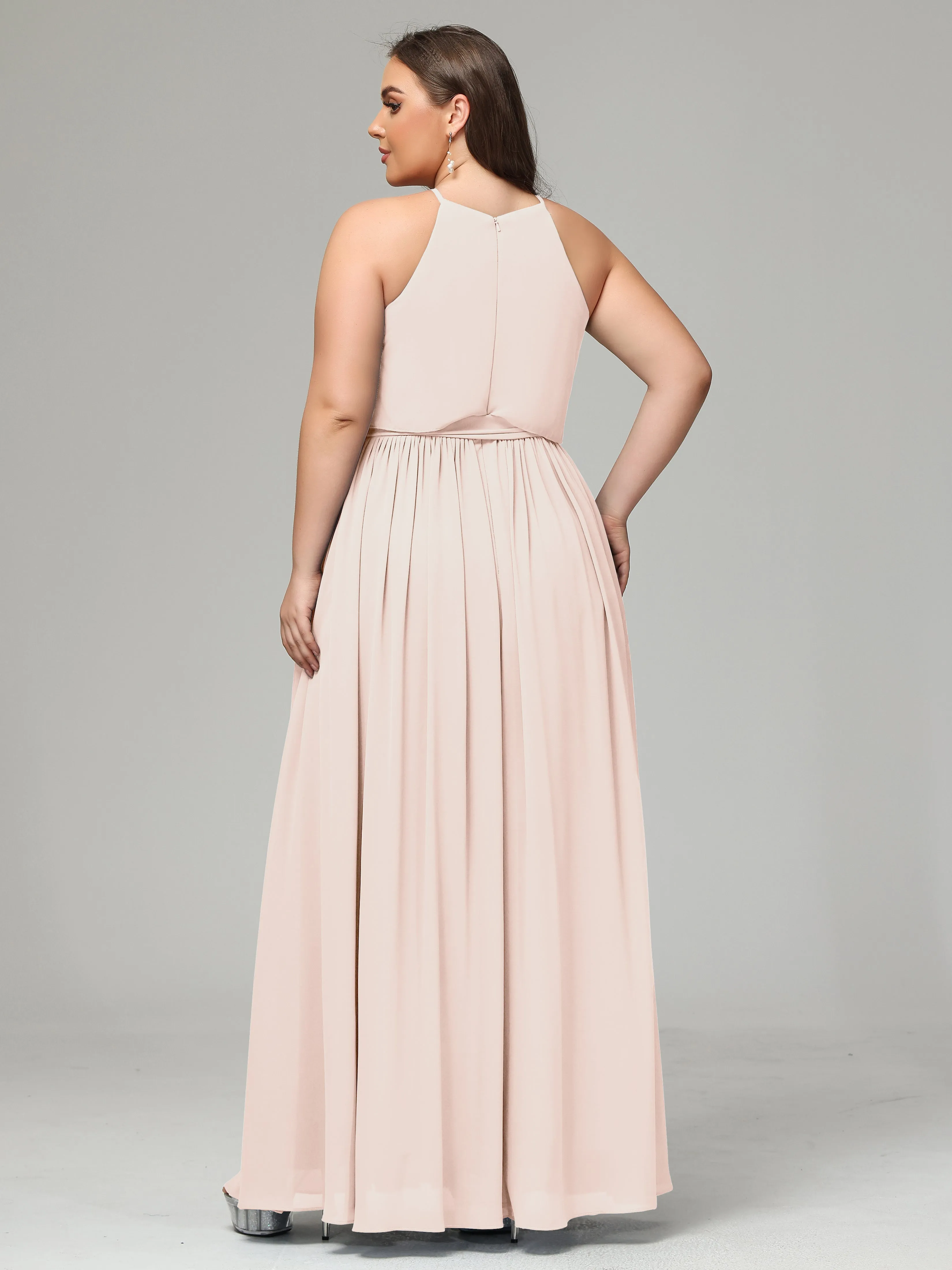 Halter Chiffon Bridesmaid Dress Plus Size