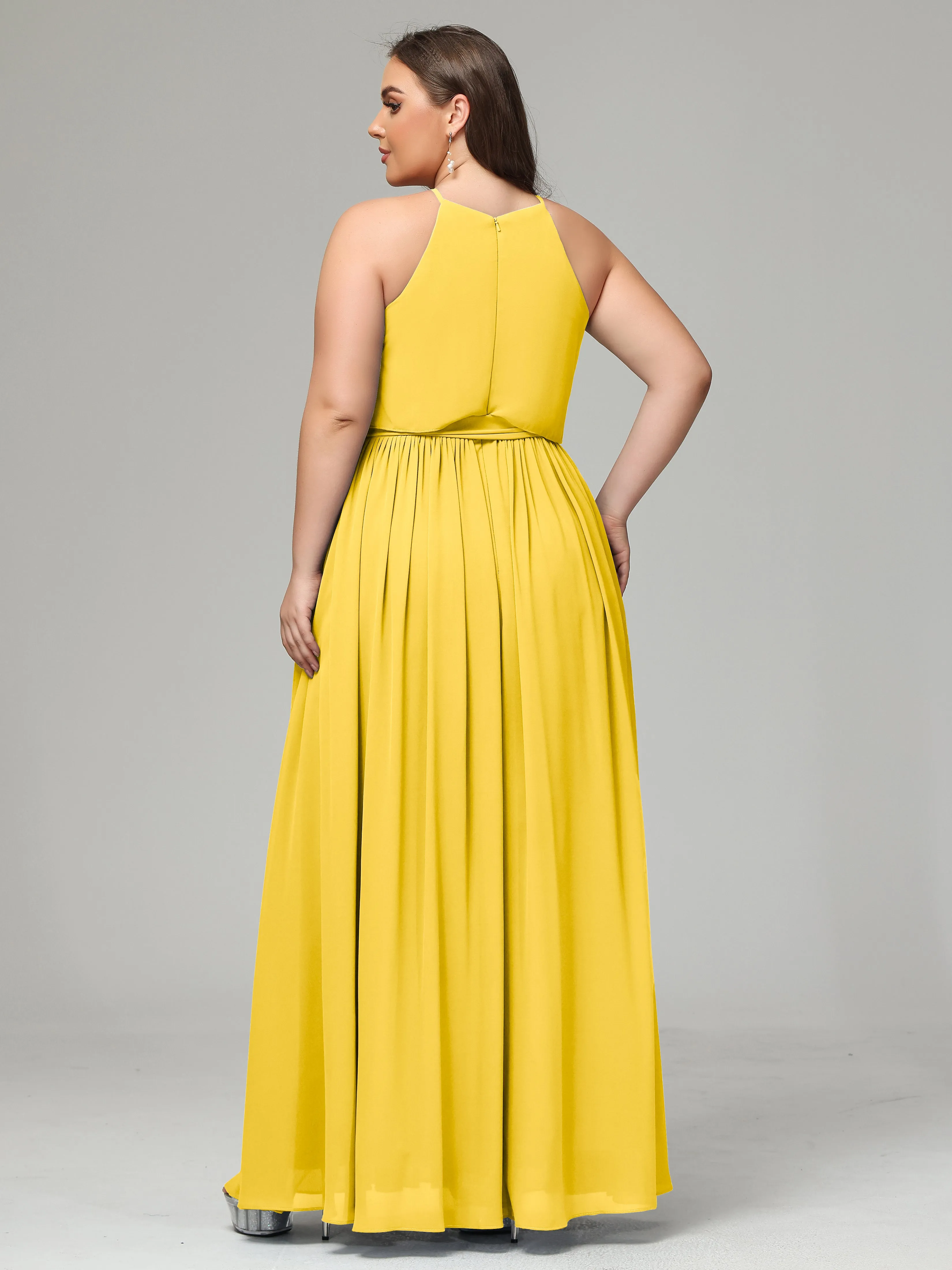 Halter Chiffon Bridesmaid Dress Plus Size