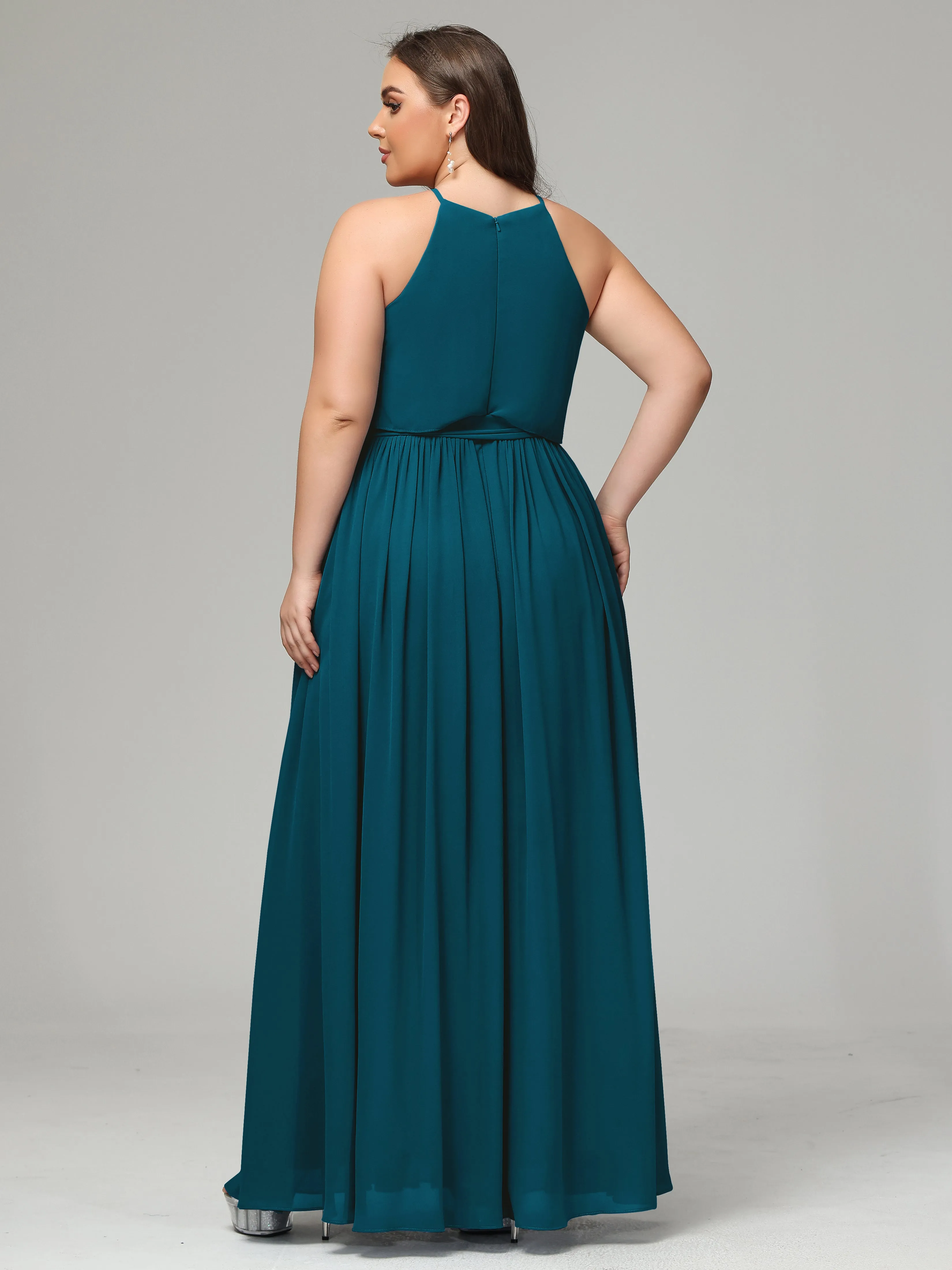 Halter Chiffon Bridesmaid Dress Plus Size