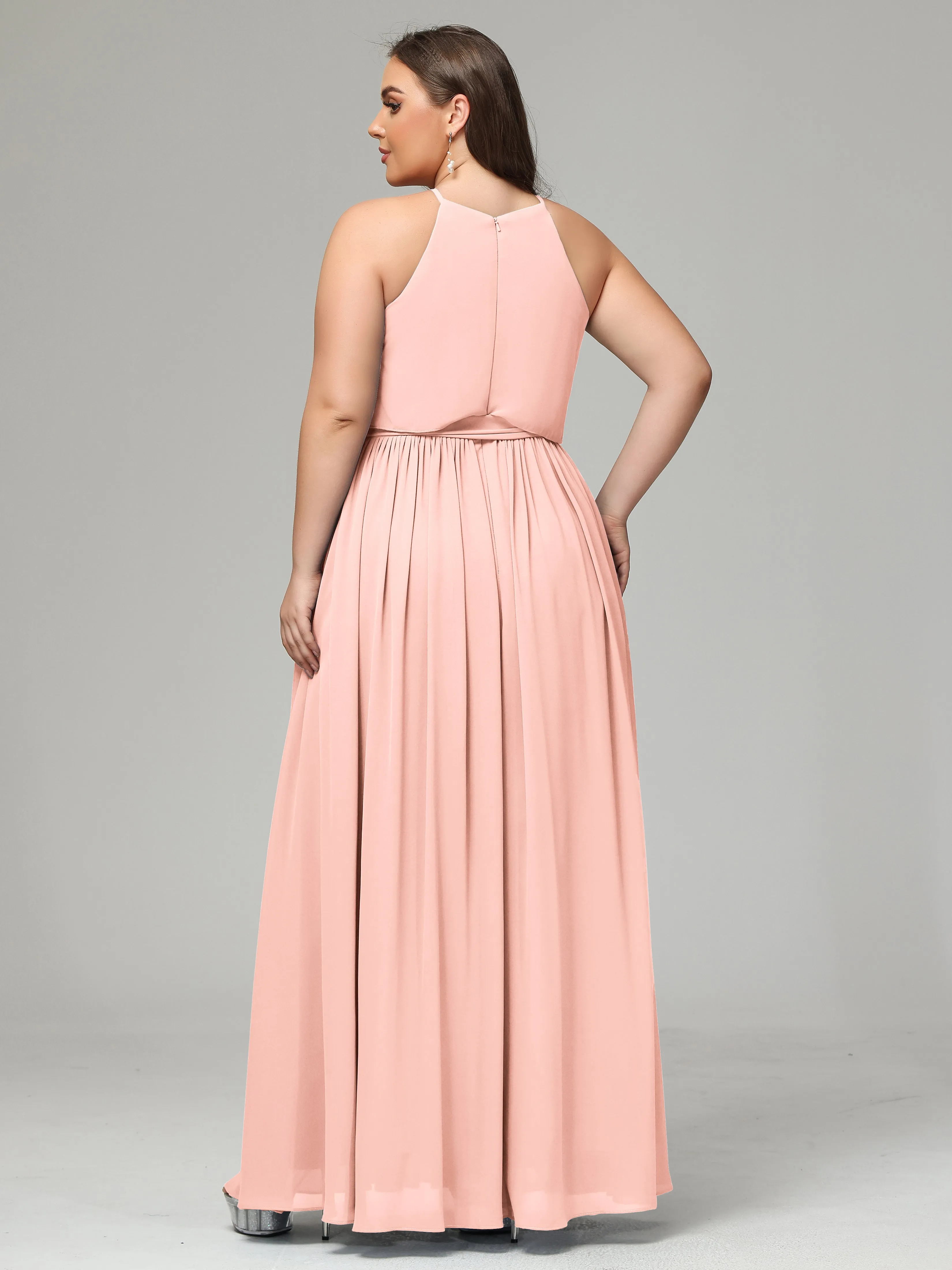 Halter Chiffon Bridesmaid Dress Plus Size