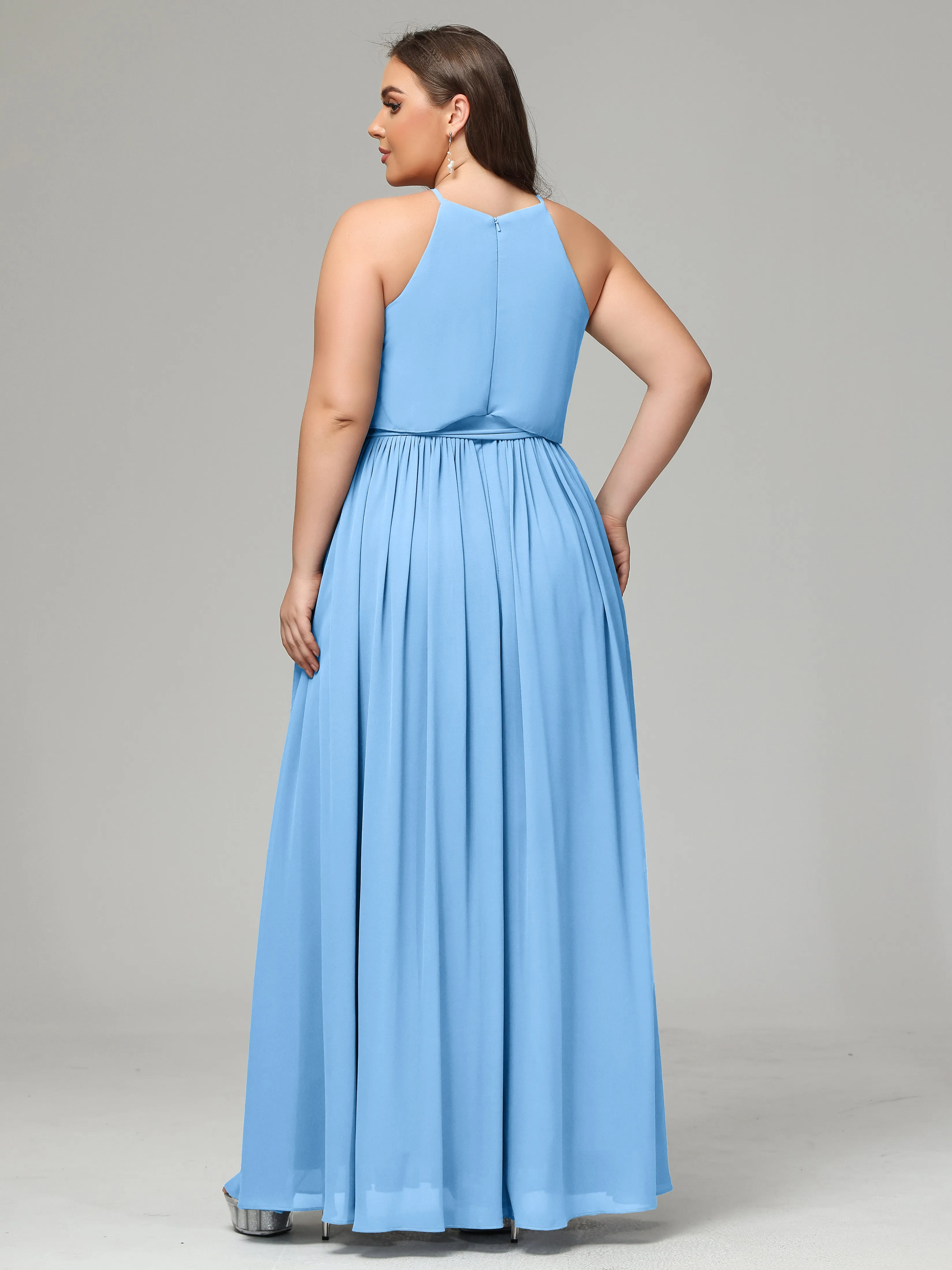 Halter Chiffon Bridesmaid Dress Plus Size
