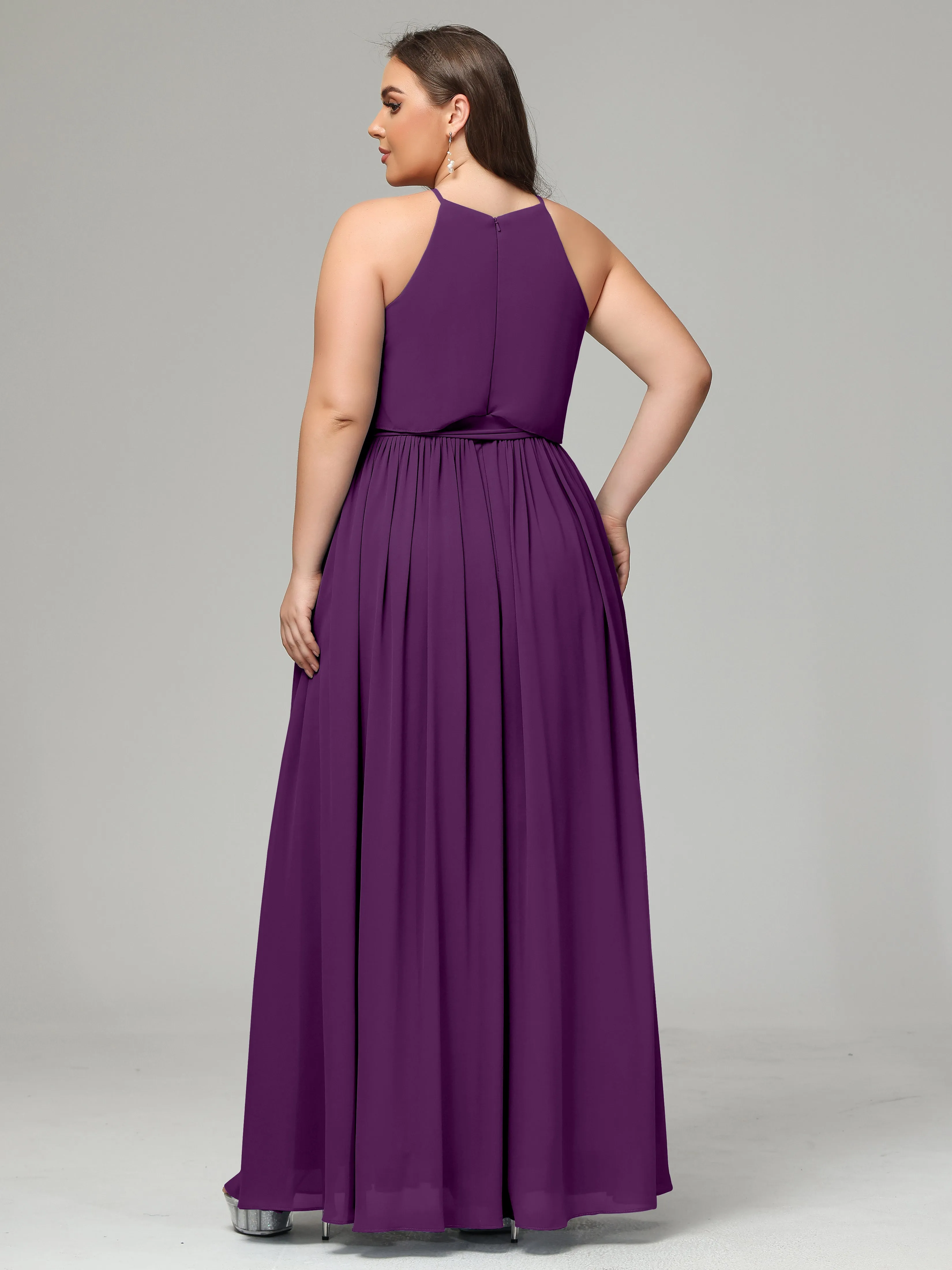 Halter Chiffon Bridesmaid Dress Plus Size