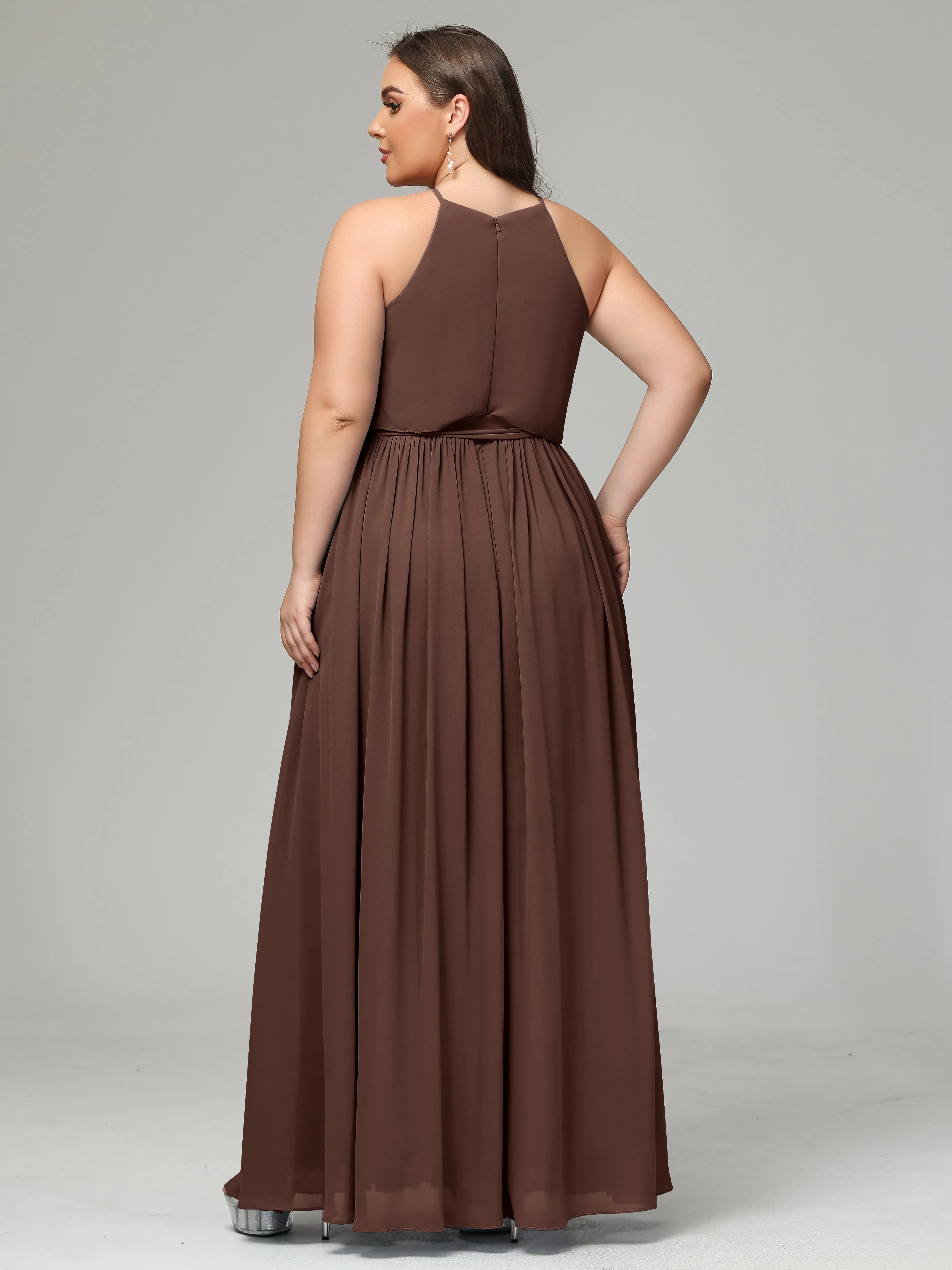 Halter Chiffon Bridesmaid Dress Plus Size