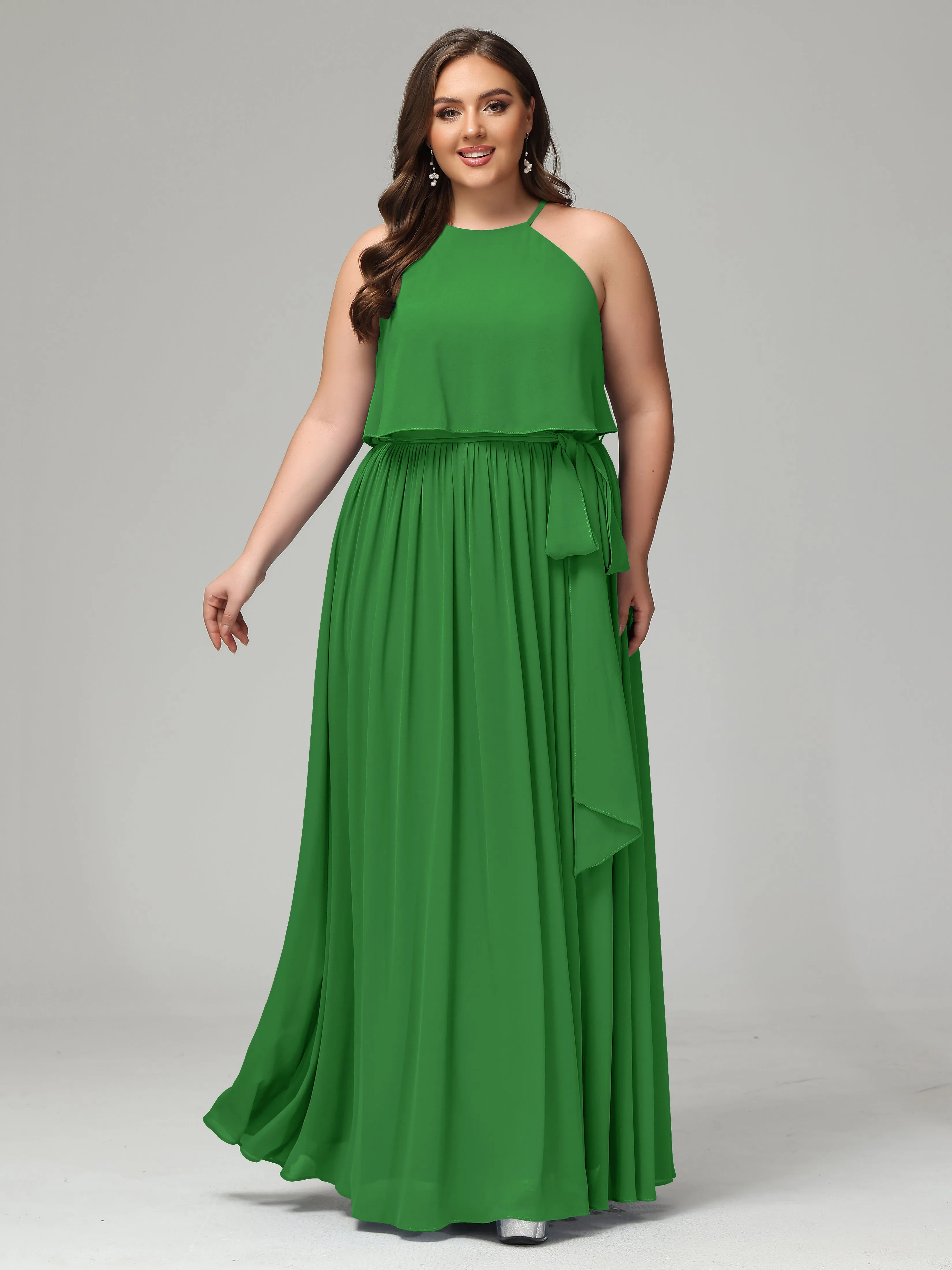 Halter Chiffon Bridesmaid Dress Plus Size