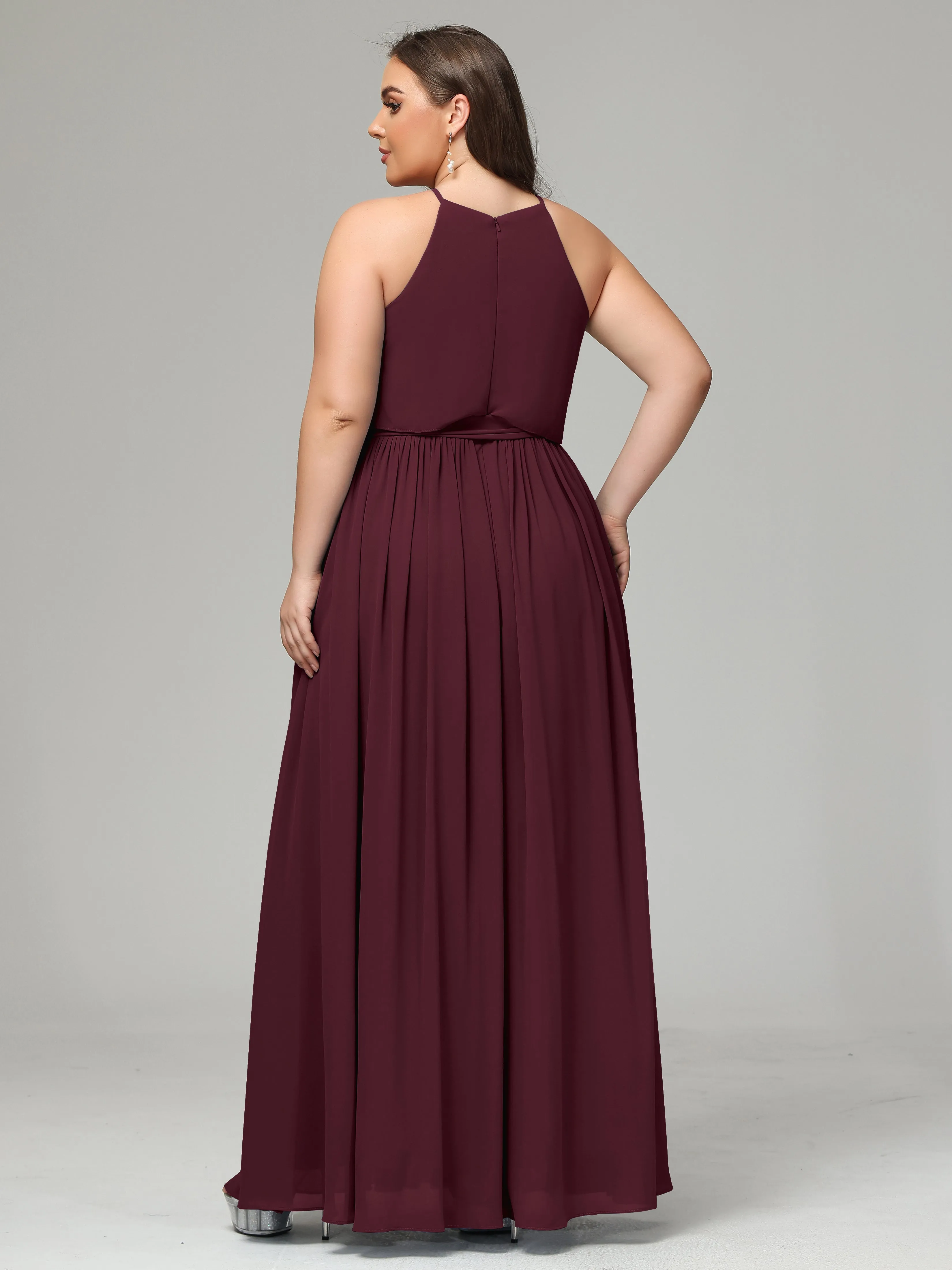 Halter Chiffon Bridesmaid Dress Plus Size