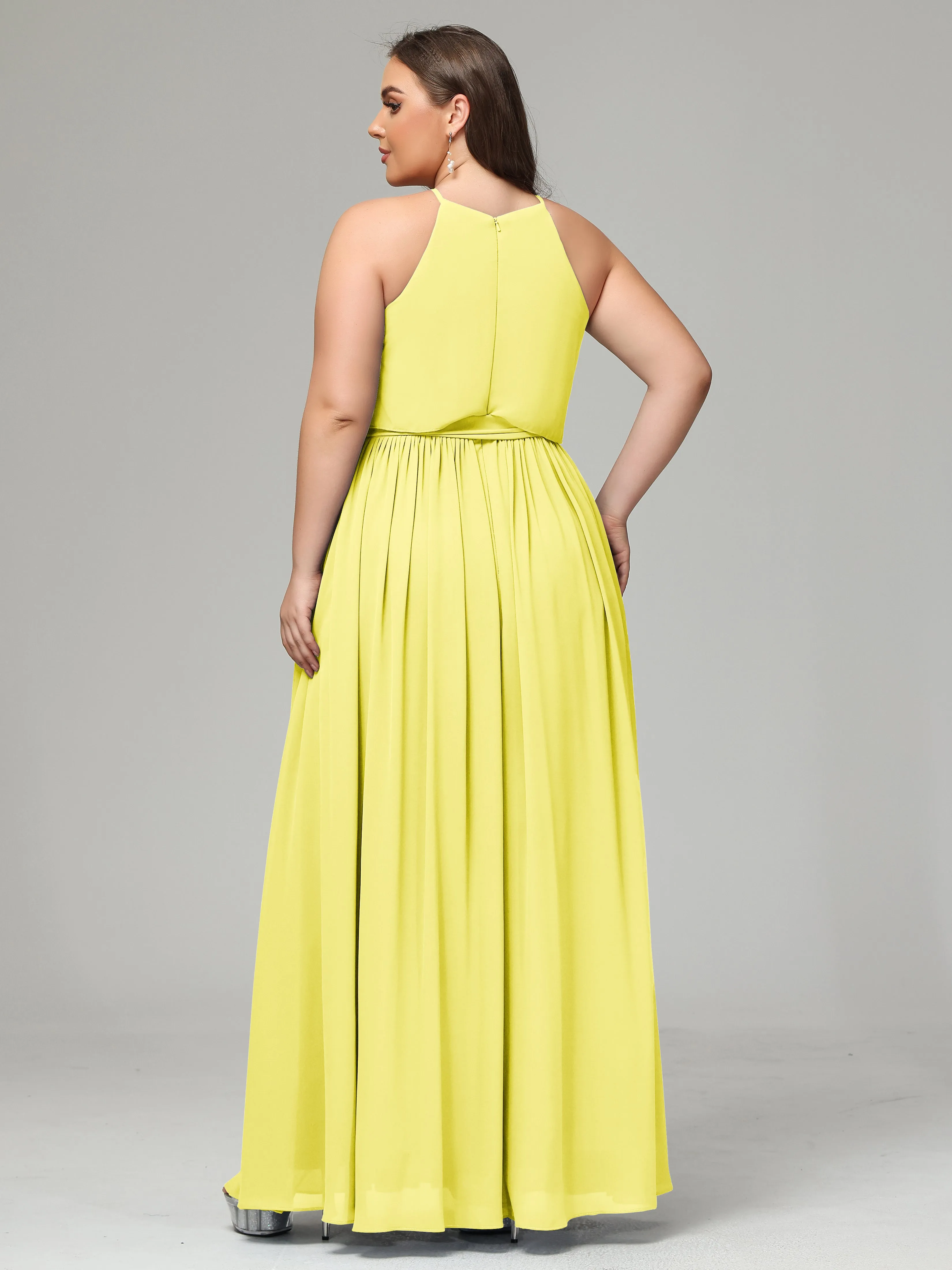 Halter Chiffon Bridesmaid Dress Plus Size