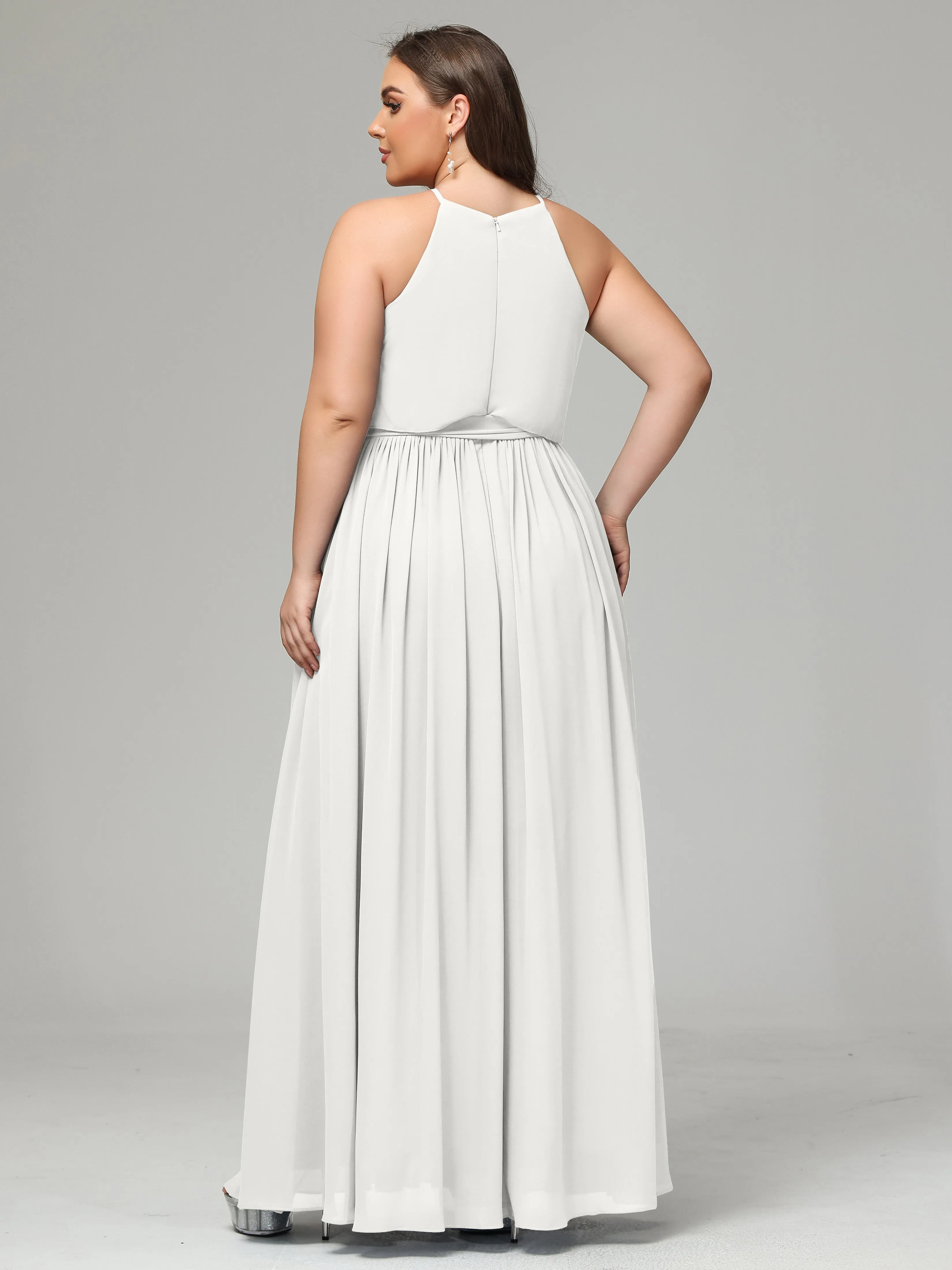 Halter Chiffon Bridesmaid Dress Plus Size