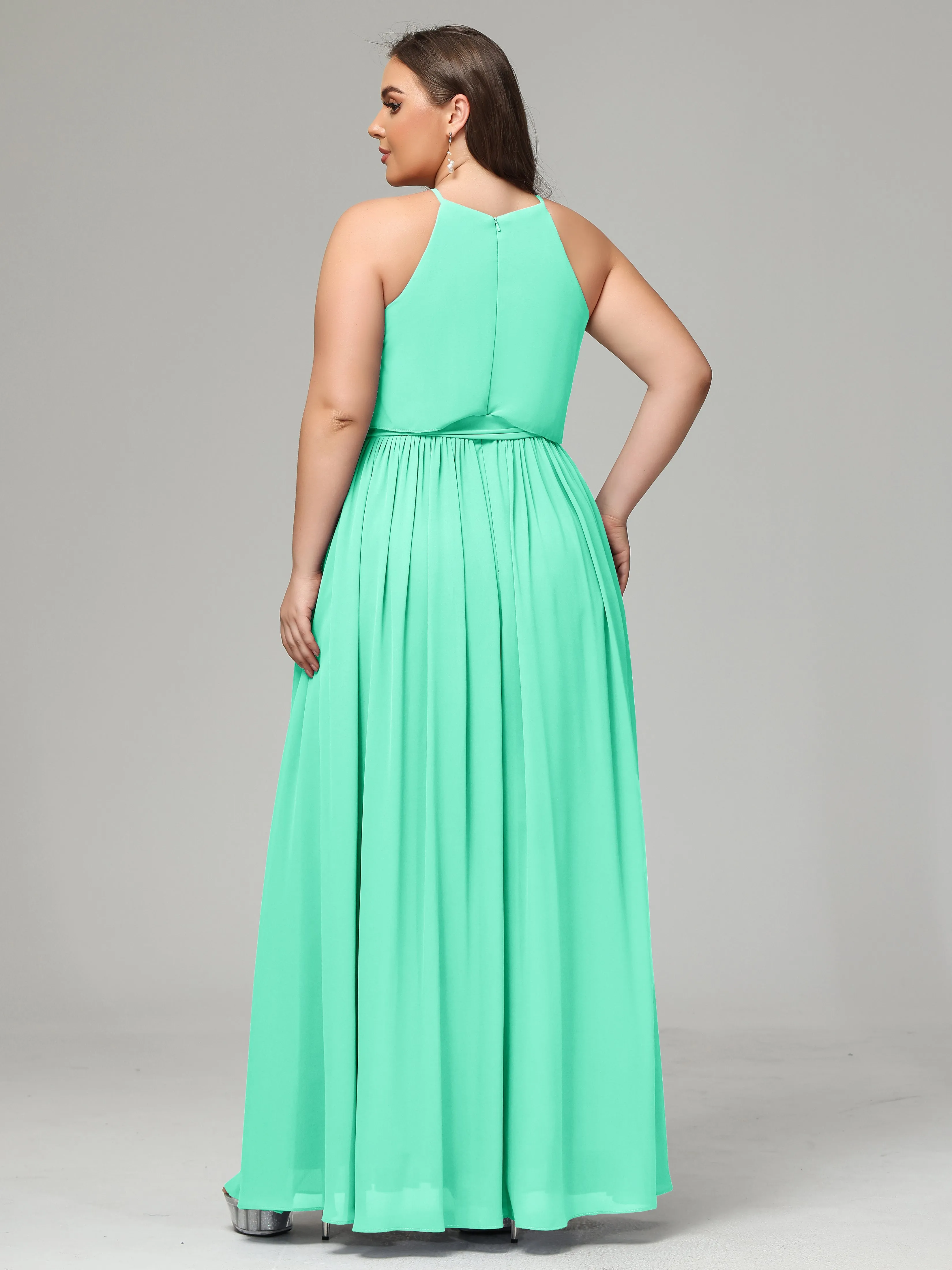 Halter Chiffon Bridesmaid Dress Plus Size