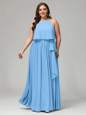 Halter Chiffon Bridesmaid Dress Plus Size
