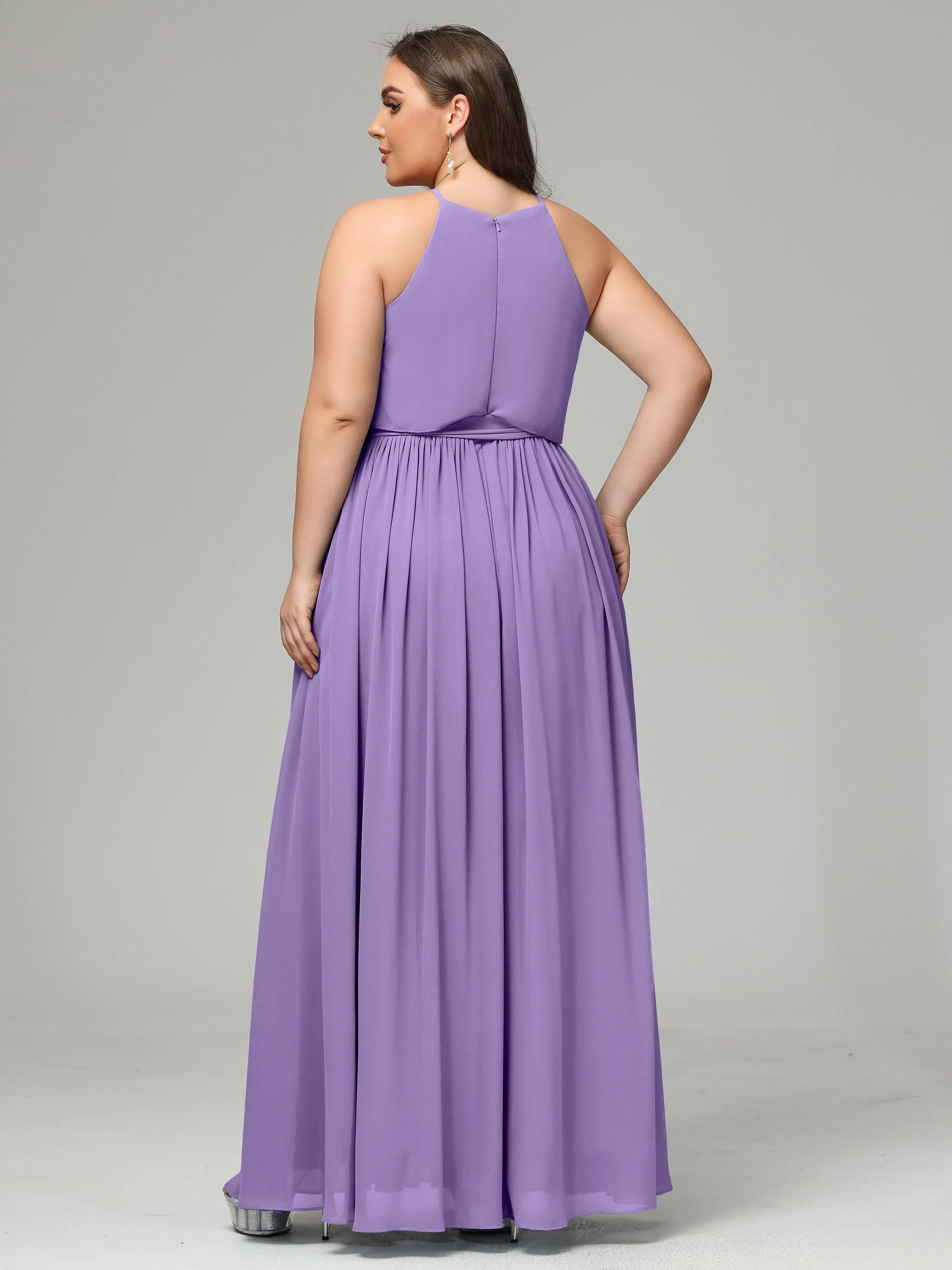 Halter Chiffon Bridesmaid Dress Plus Size