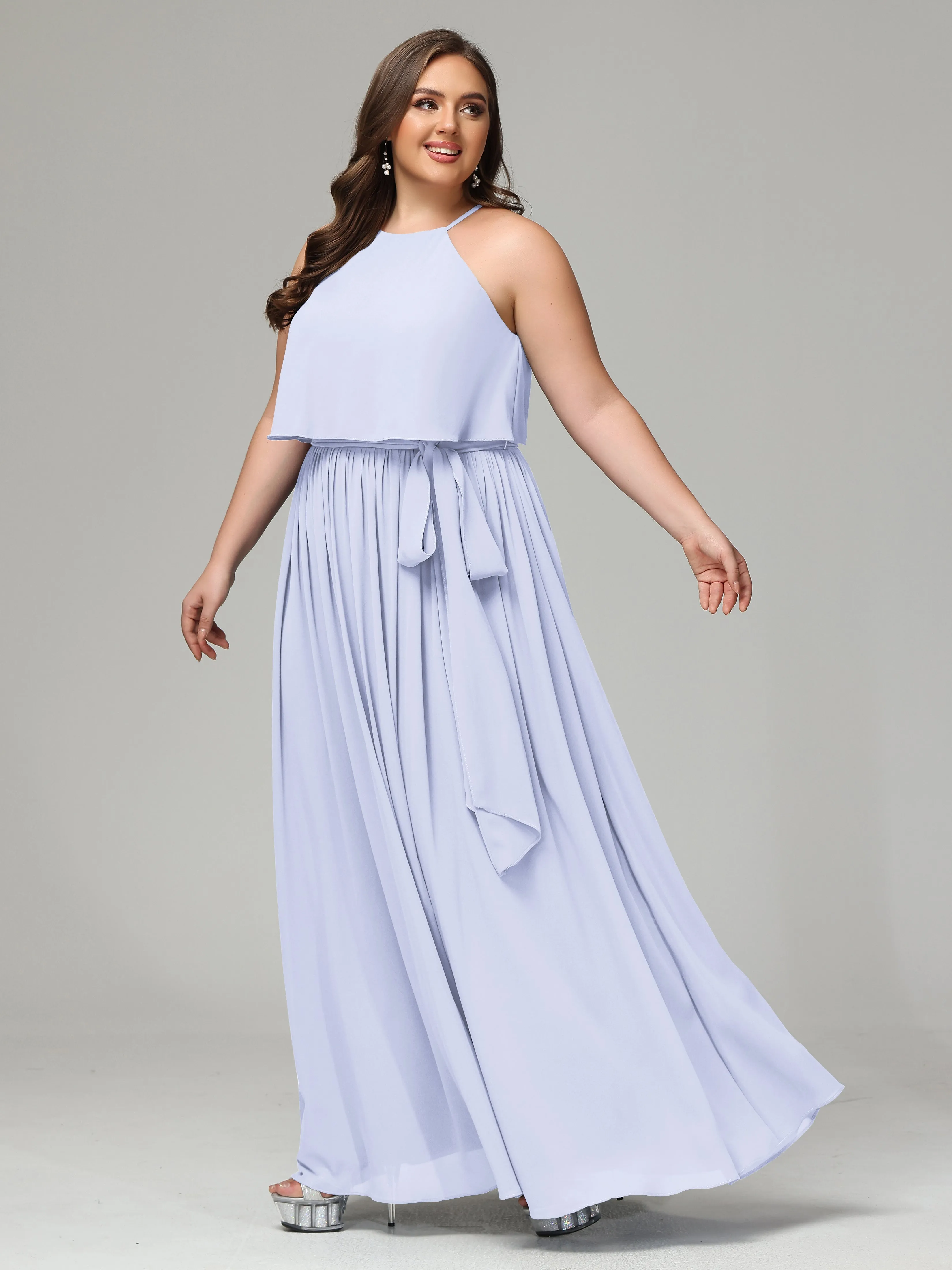 Halter Chiffon Bridesmaid Dress Plus Size