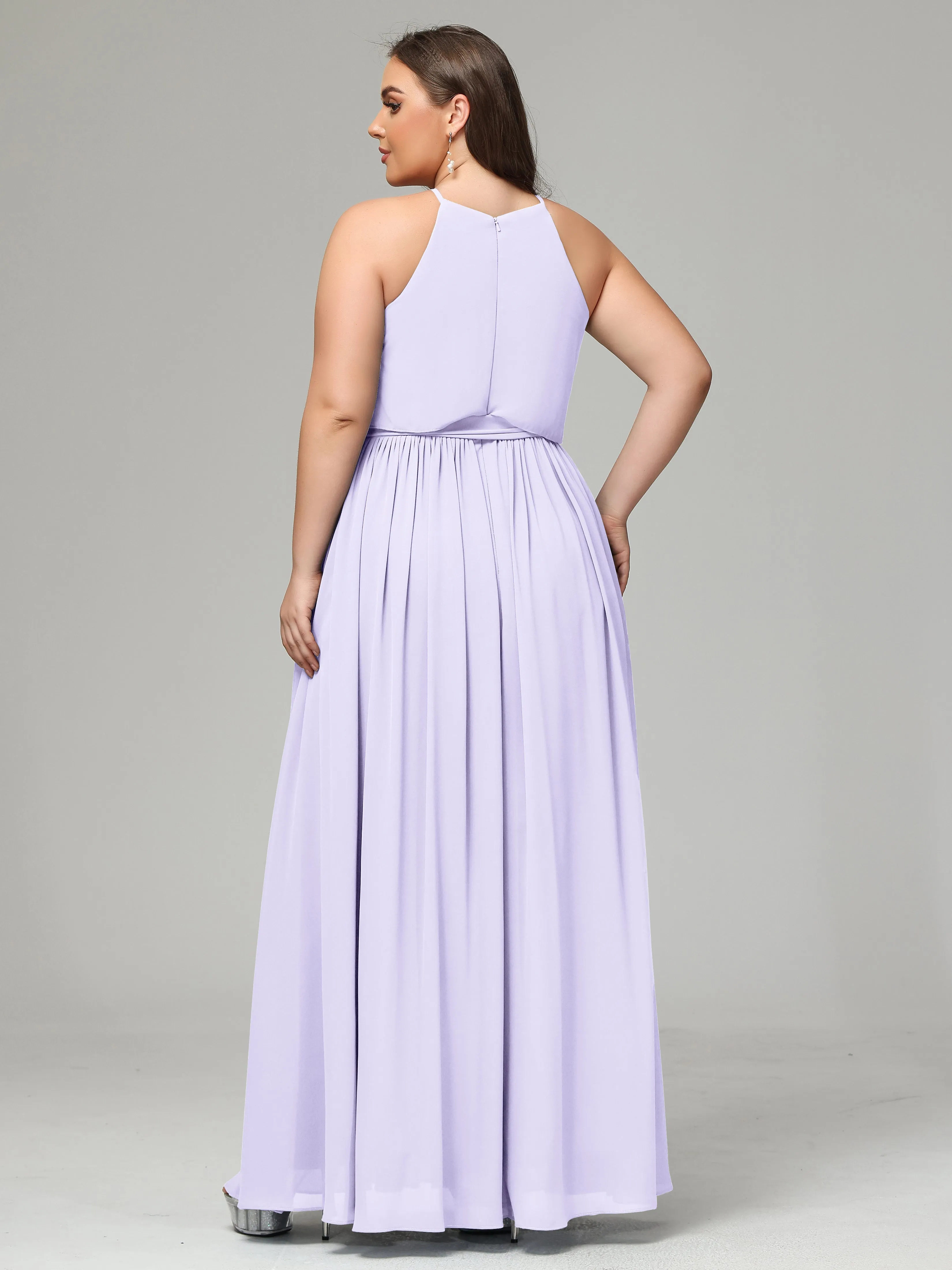 Halter Chiffon Bridesmaid Dress Plus Size