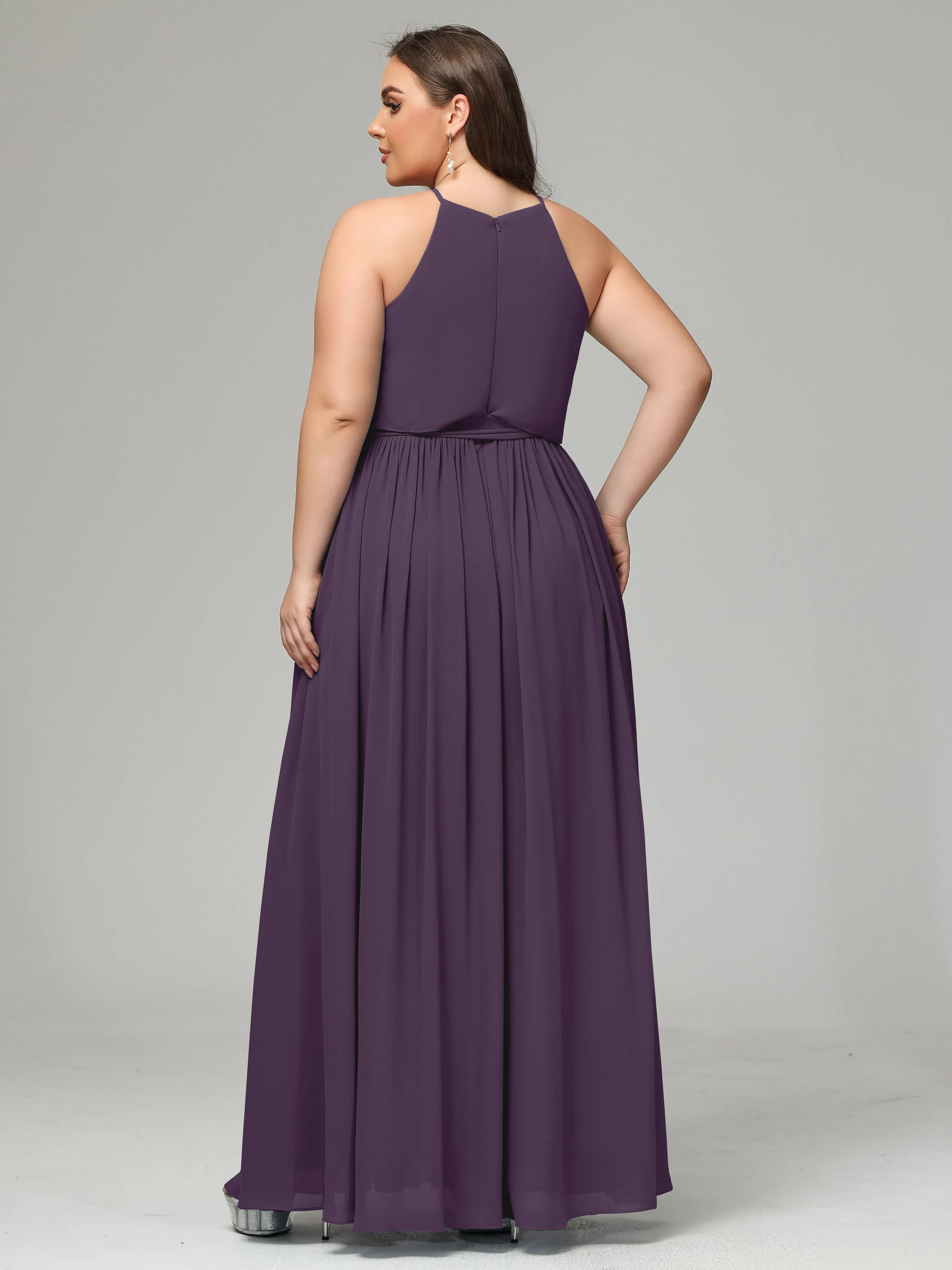 Halter Chiffon Bridesmaid Dress Plus Size