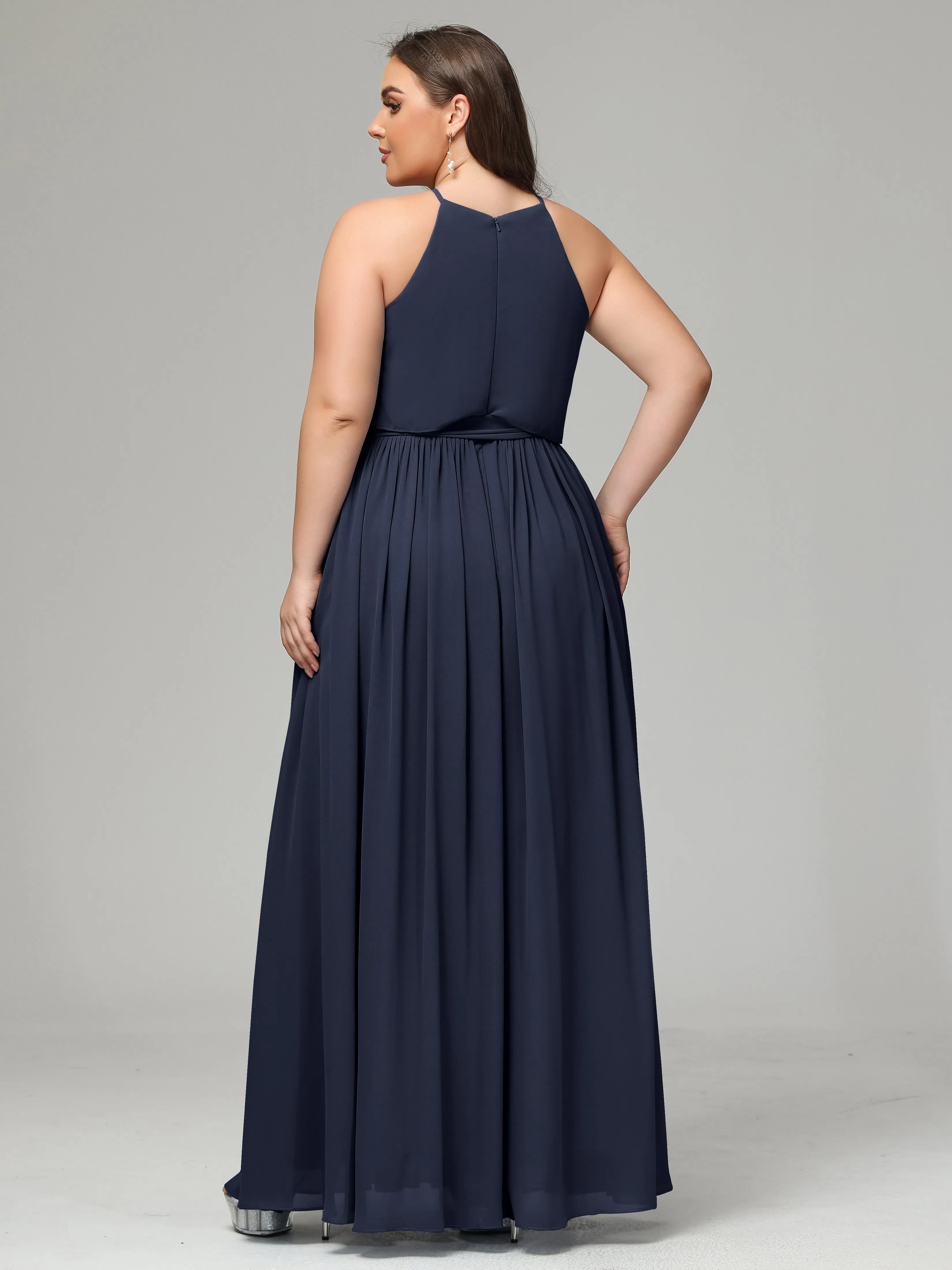 Halter Chiffon Bridesmaid Dress Plus Size