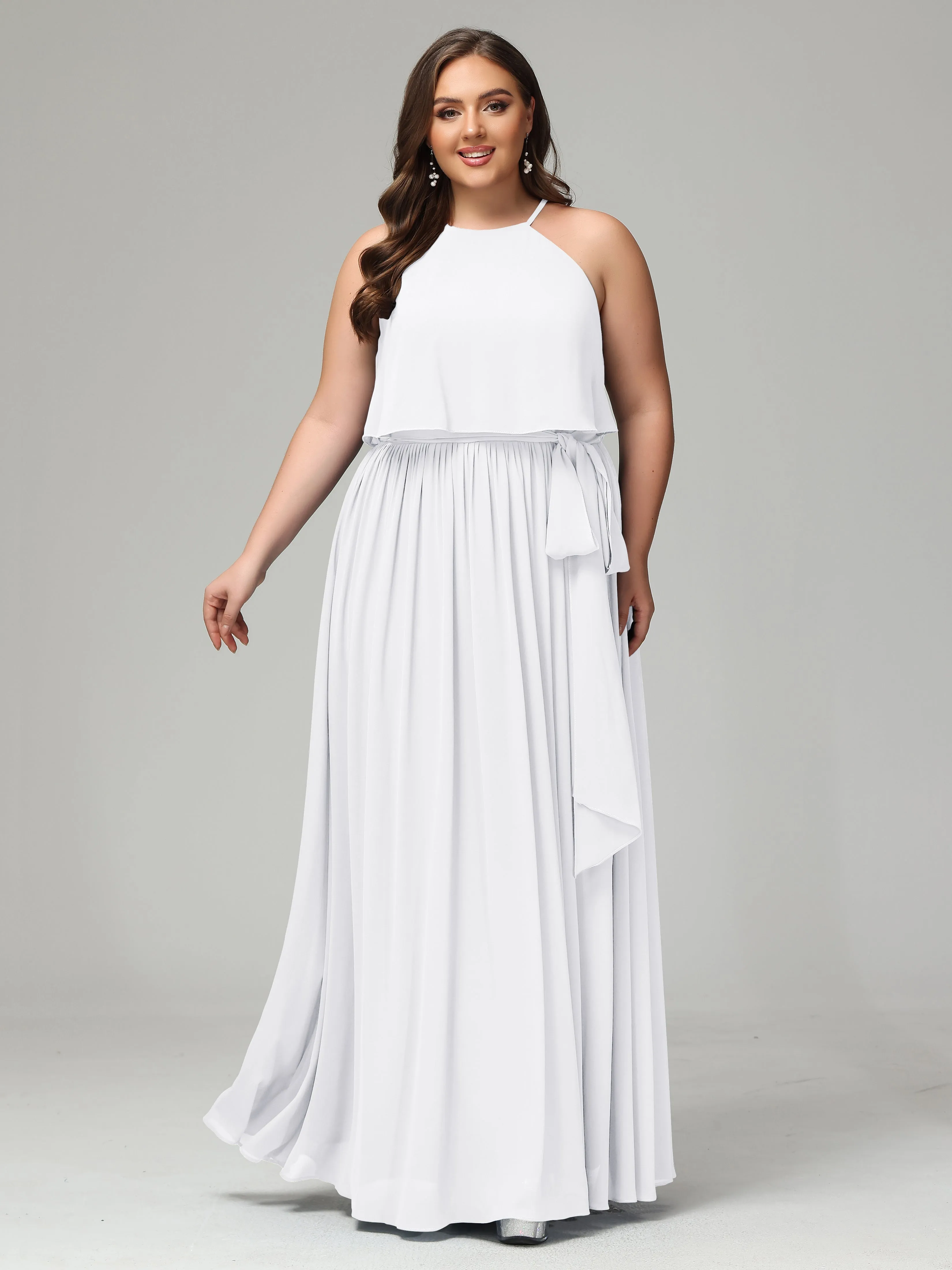 Halter Chiffon Bridesmaid Dress Plus Size