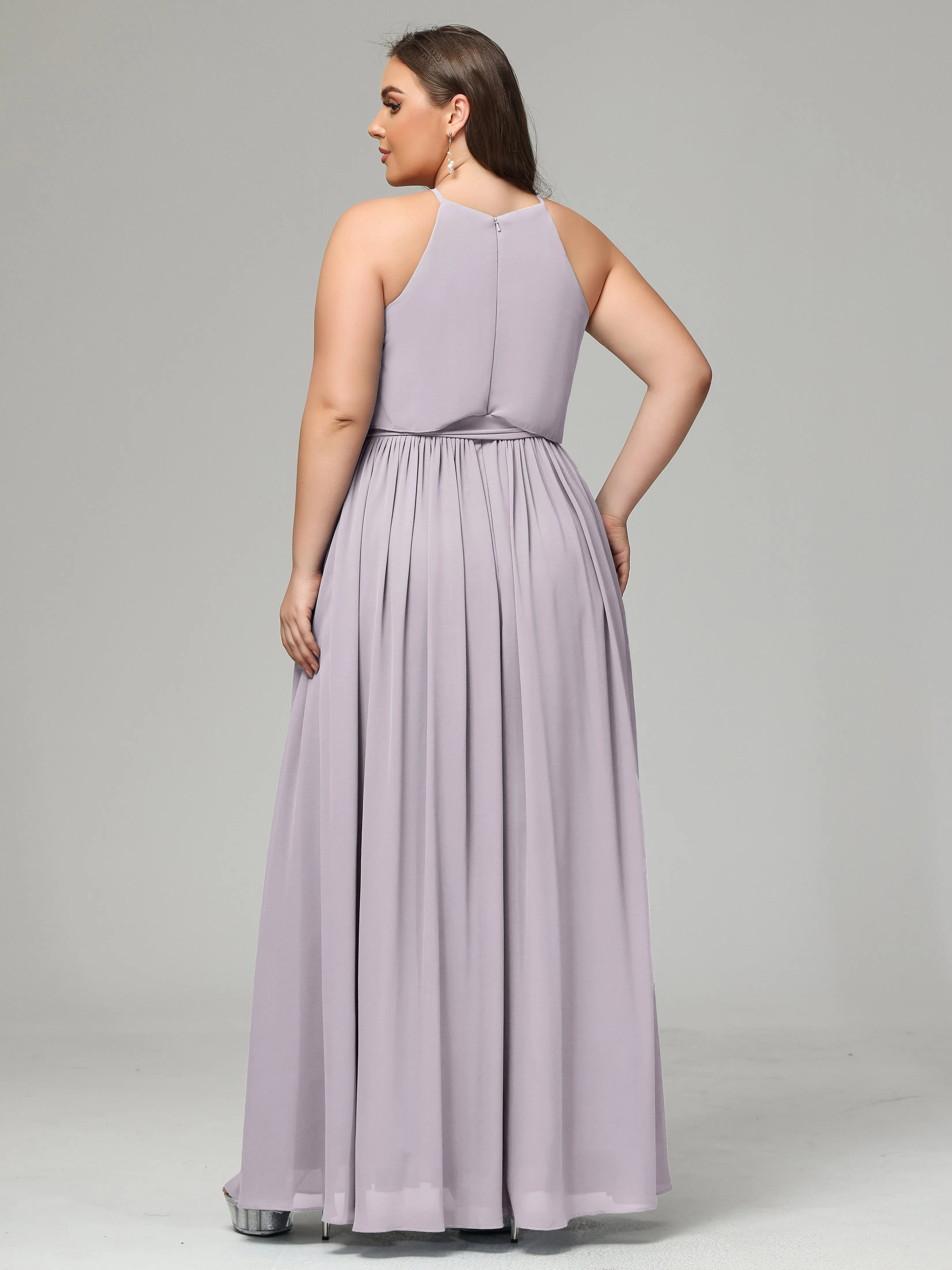 Halter Chiffon Bridesmaid Dress Plus Size