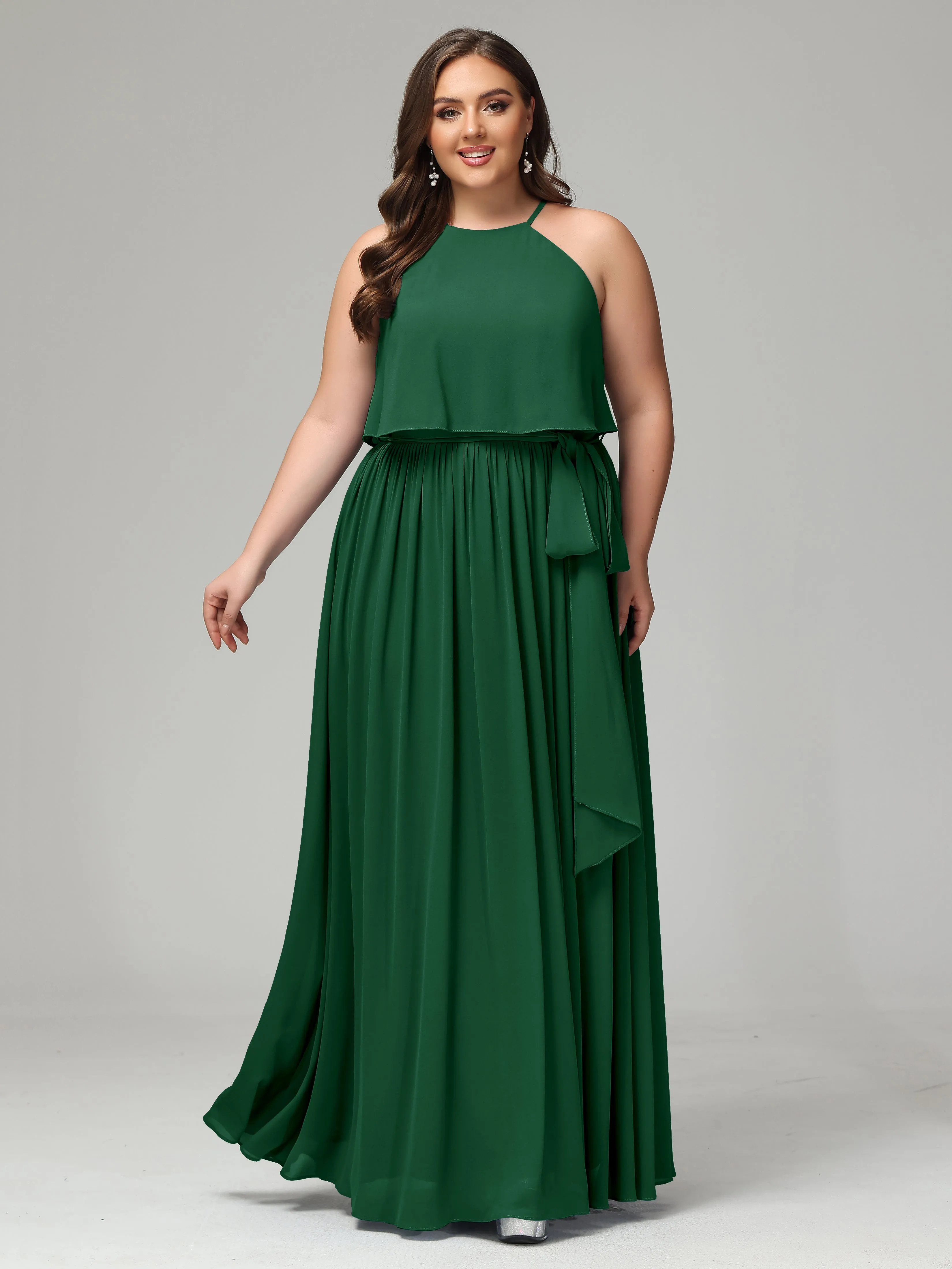 Halter Chiffon Bridesmaid Dress Plus Size