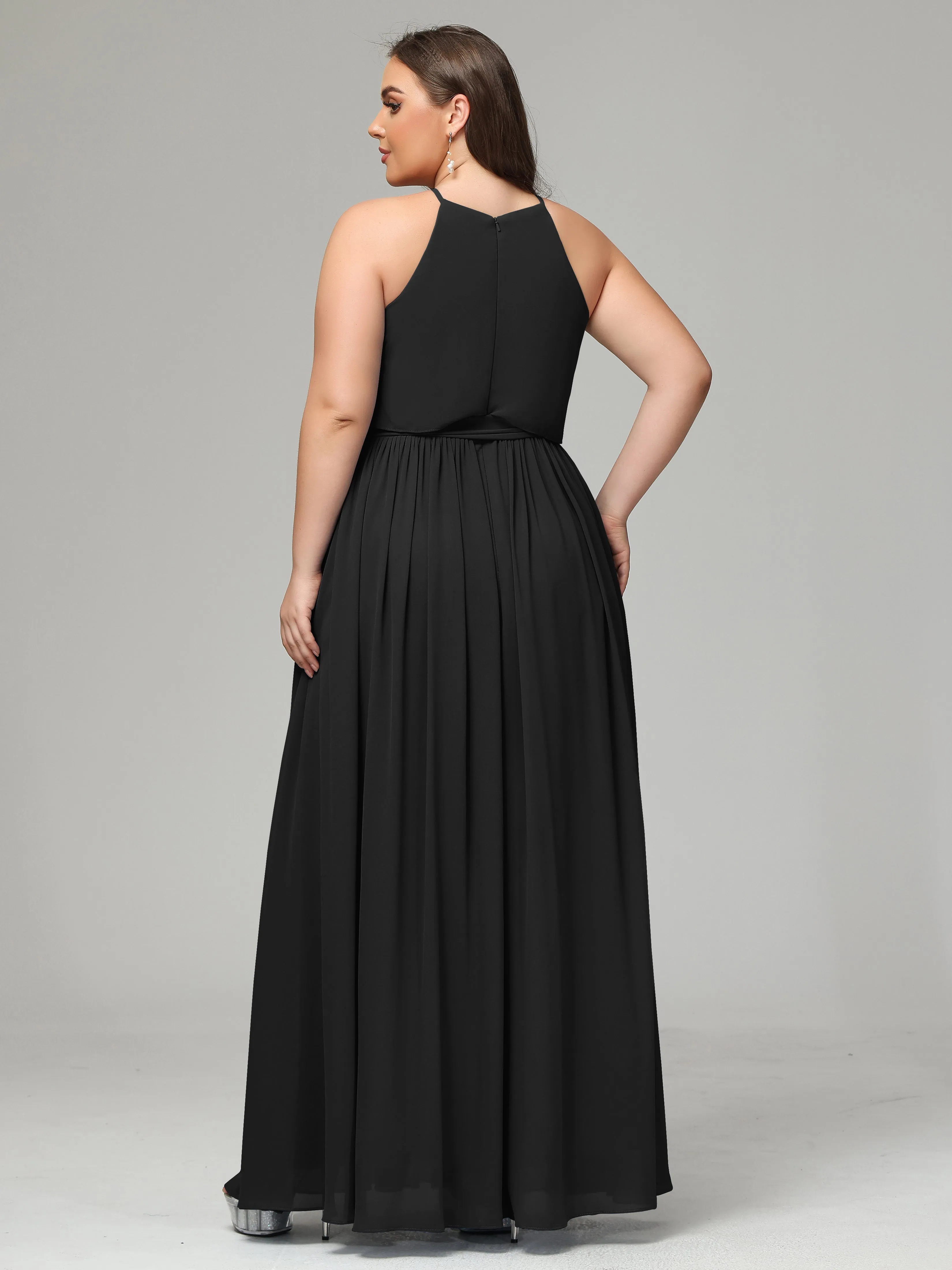 Halter Chiffon Bridesmaid Dress Plus Size