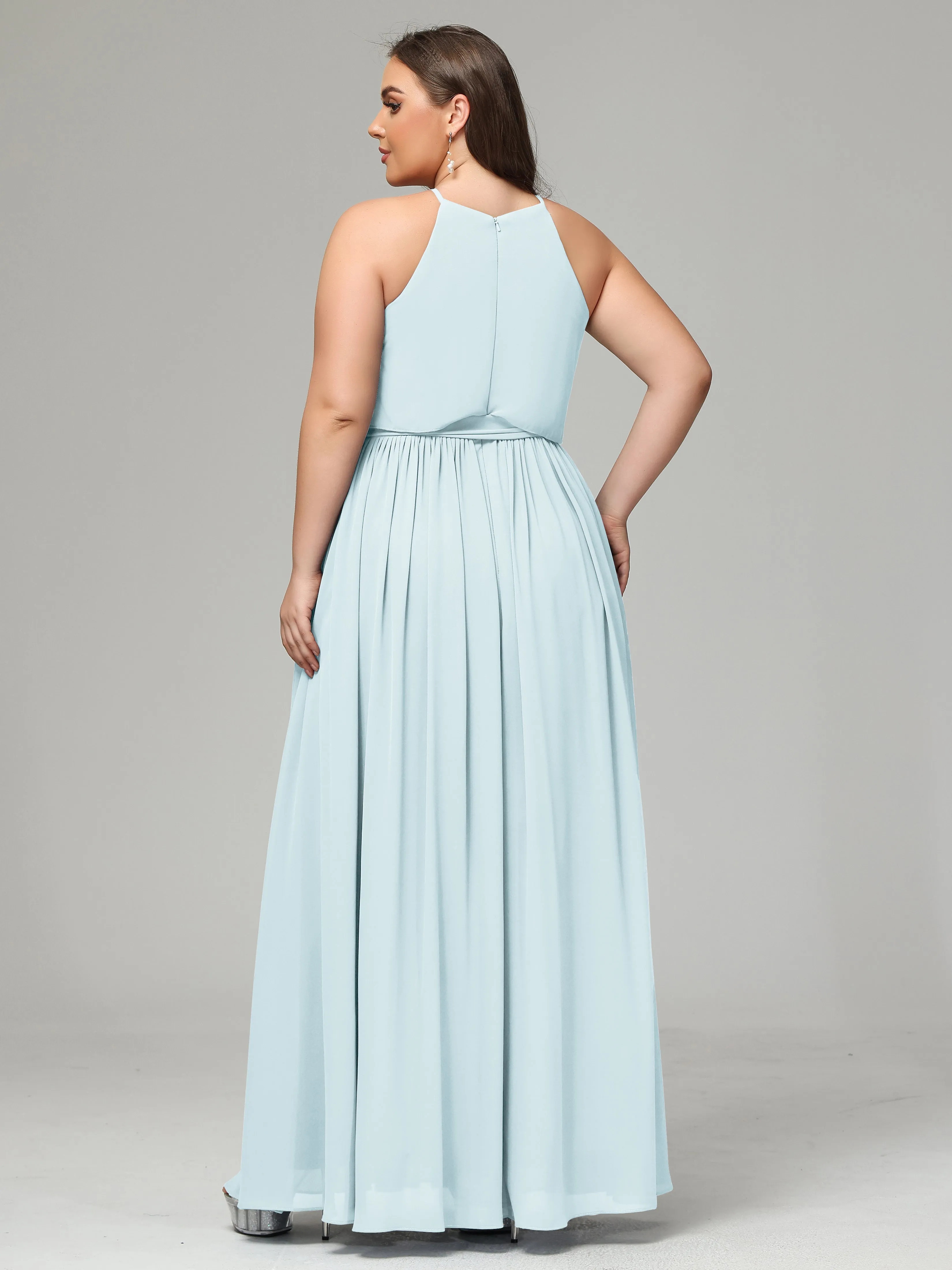 Halter Chiffon Bridesmaid Dress Plus Size